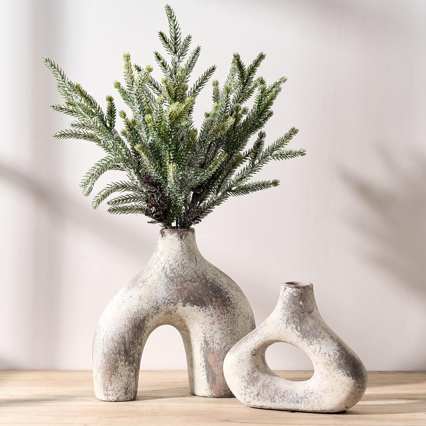 Ceramic Vase for Minimalist Bohemian Decor / Terracotta / Set of 2