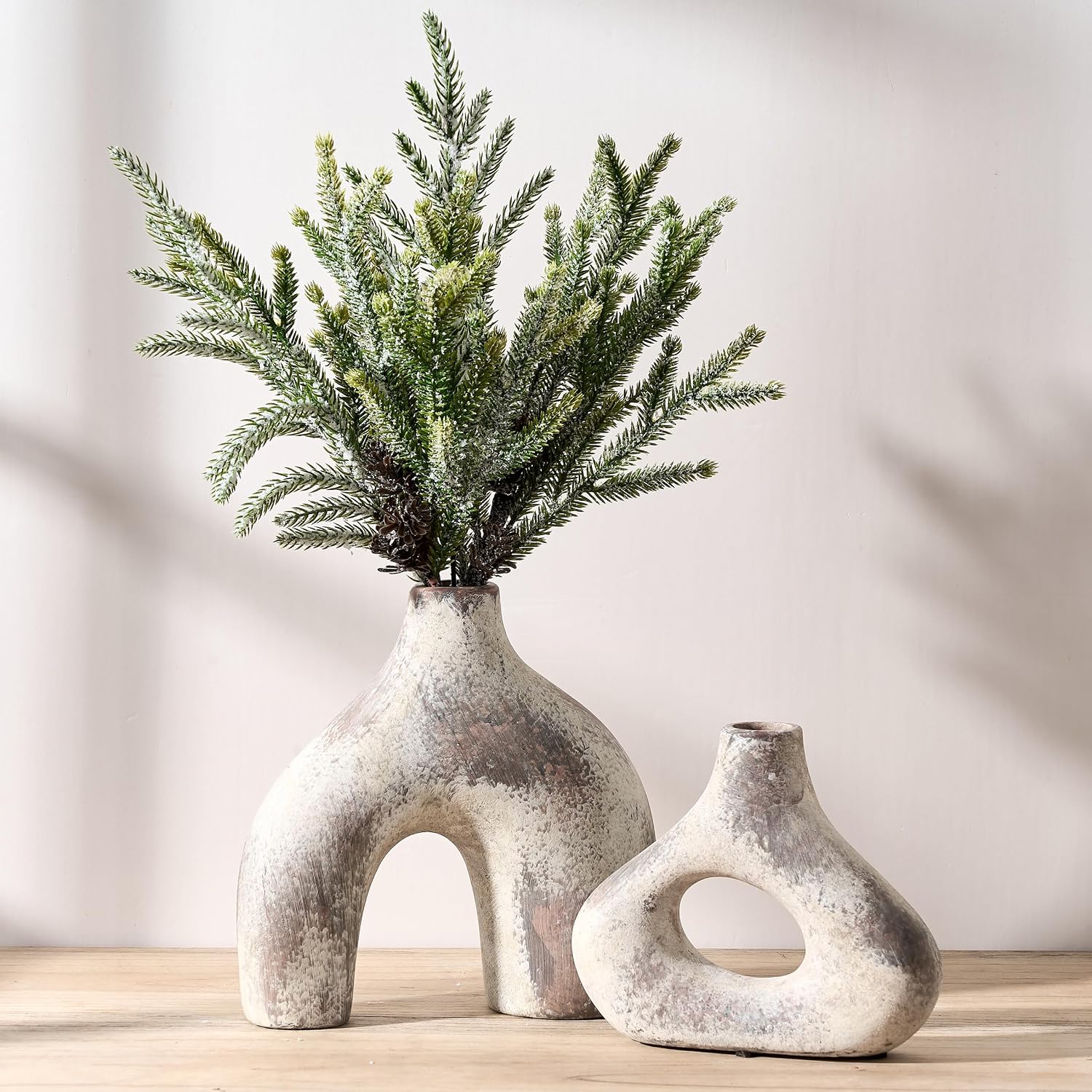 Ceramic Vase for Minimalist Bohemian Decor / Terracotta / Set of 2