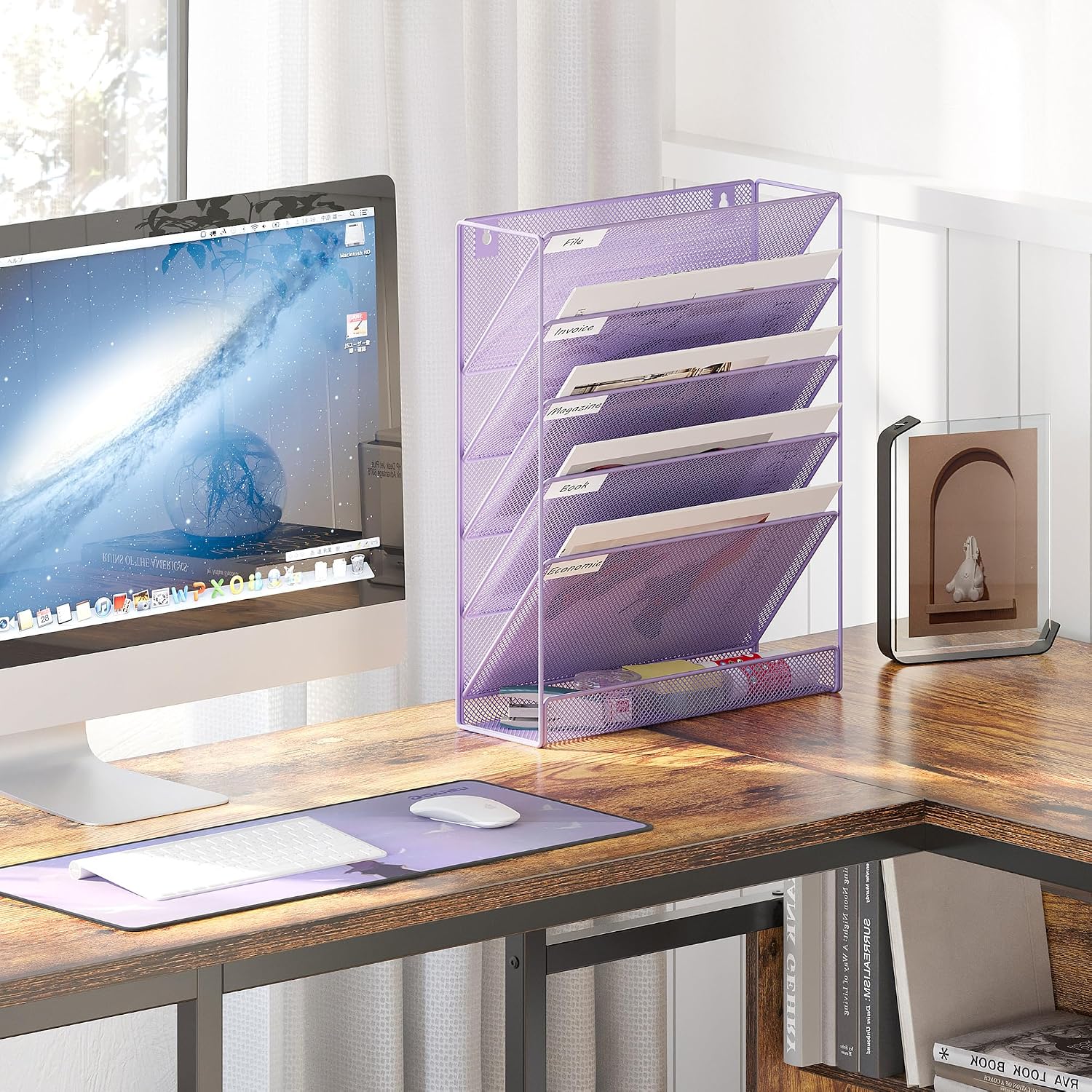 EasyPAG 5 Tier Wall File Holder, Mesh Hanging Folder Organizer with Classify Label, Versatile Desk File Holder