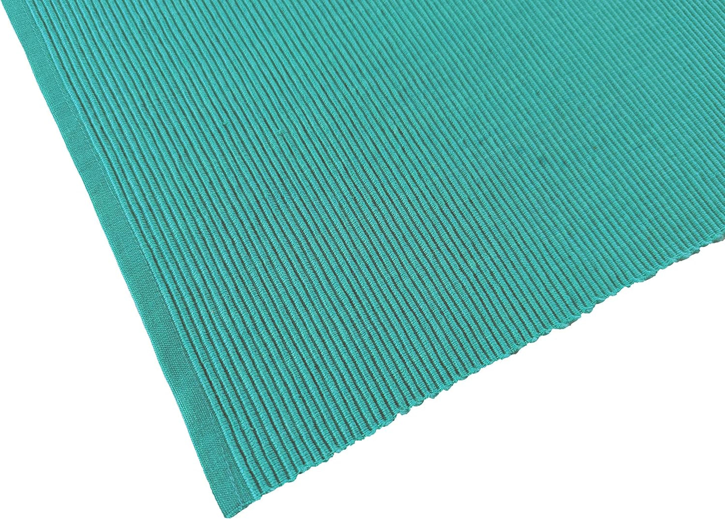 100% Cotton Ribbed Placemats - Set of 6-13 x 19 Inches - Turquoise Blue - Everyday Cloth Table Mats - Thick