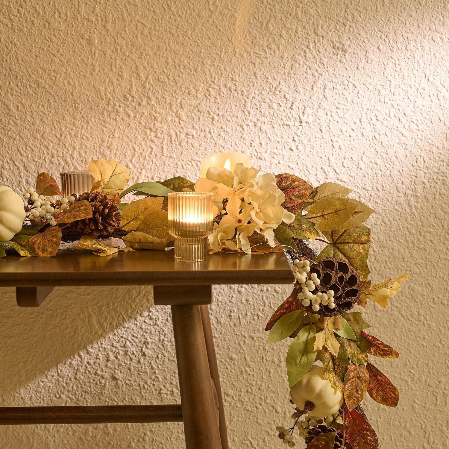 Artificial Fall Autumn Harvest Garland for Mantel / 6 ft