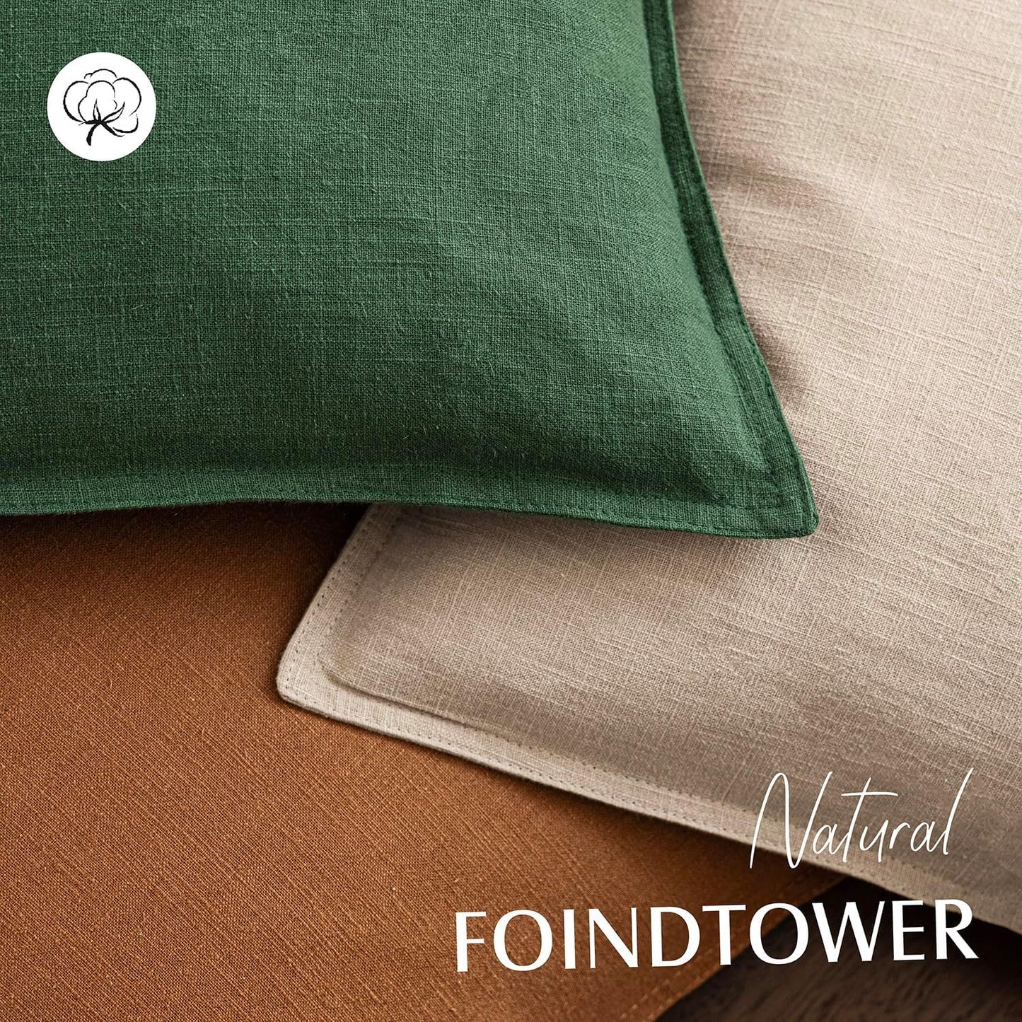 Decorative Linen Solid Throw Pillow Covers Soft Accent Euro / 18 x 18 / Abundant Green / Set of 2