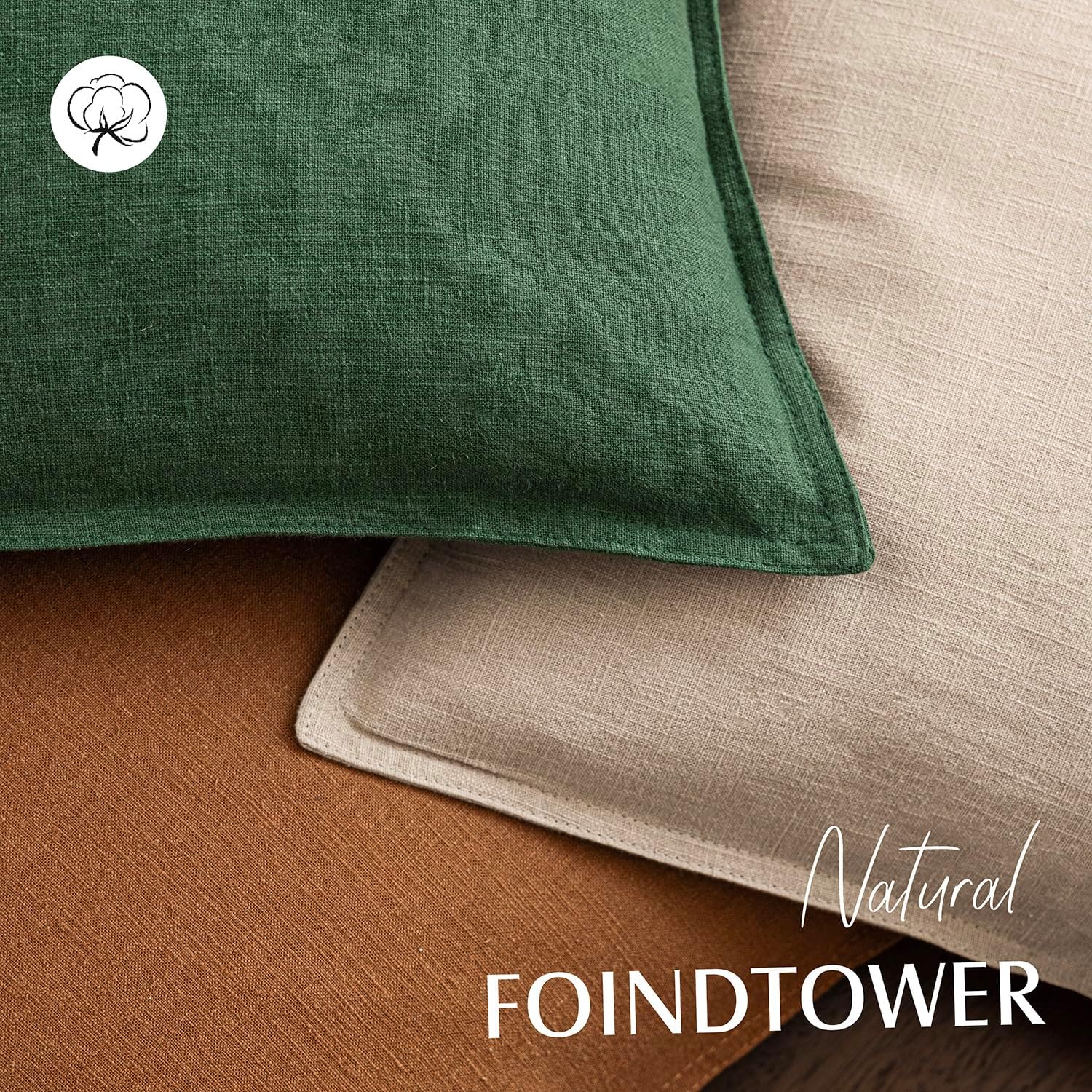 Decorative Linen Solid Throw Pillow Covers Soft Accent Euro / 18 x 18 / Abundant Green / Set of 2