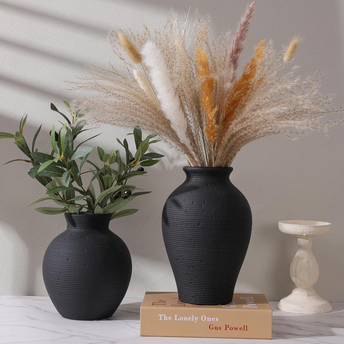 Ceramic Flower Vase Home Decor / 7.4 In - Black / 7.4 Inch