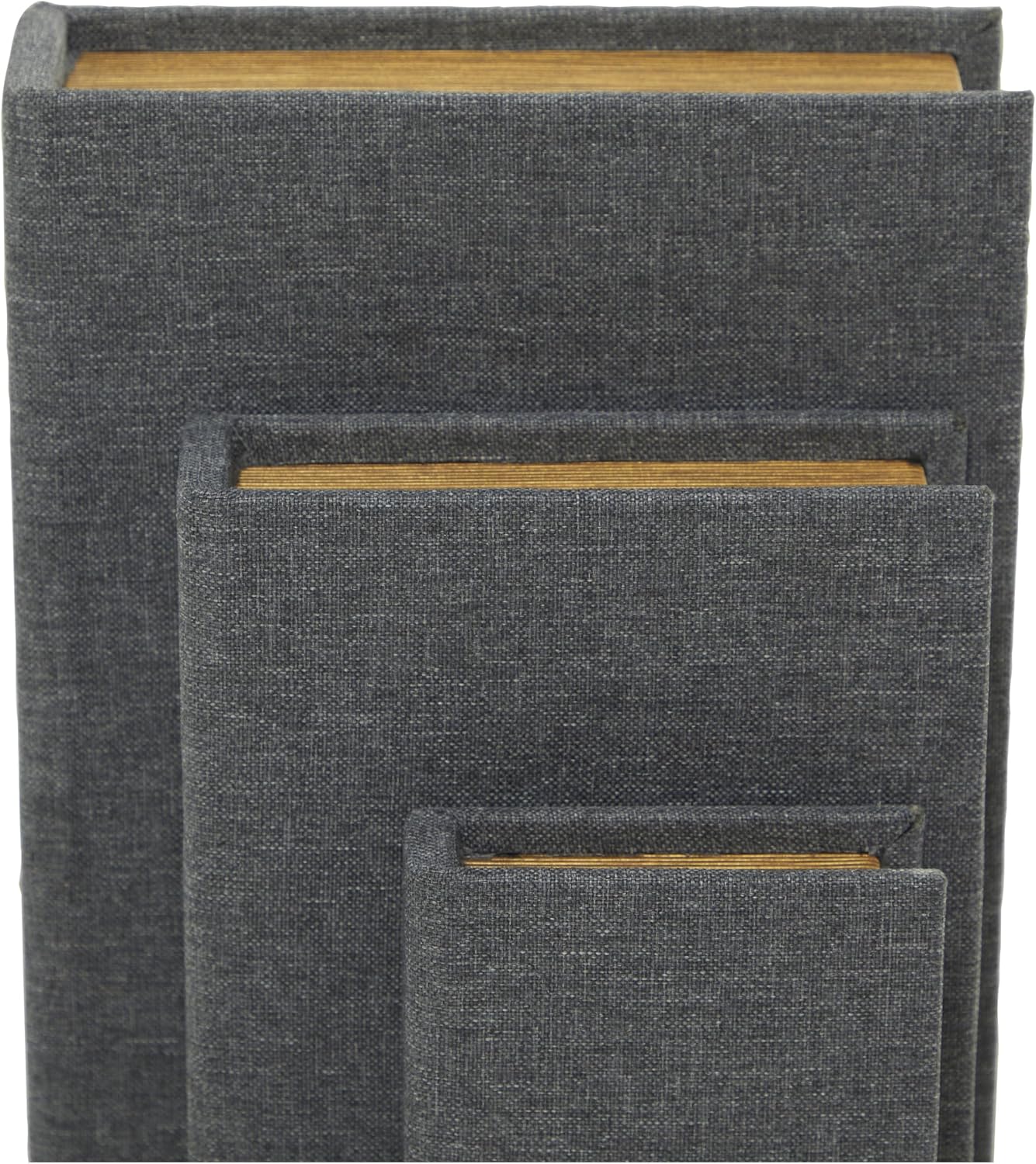 Linen Fabric Decorative Box Faux Storage Book Book Shaped / Light Gray / 12", 9", 6"H / Set of 3