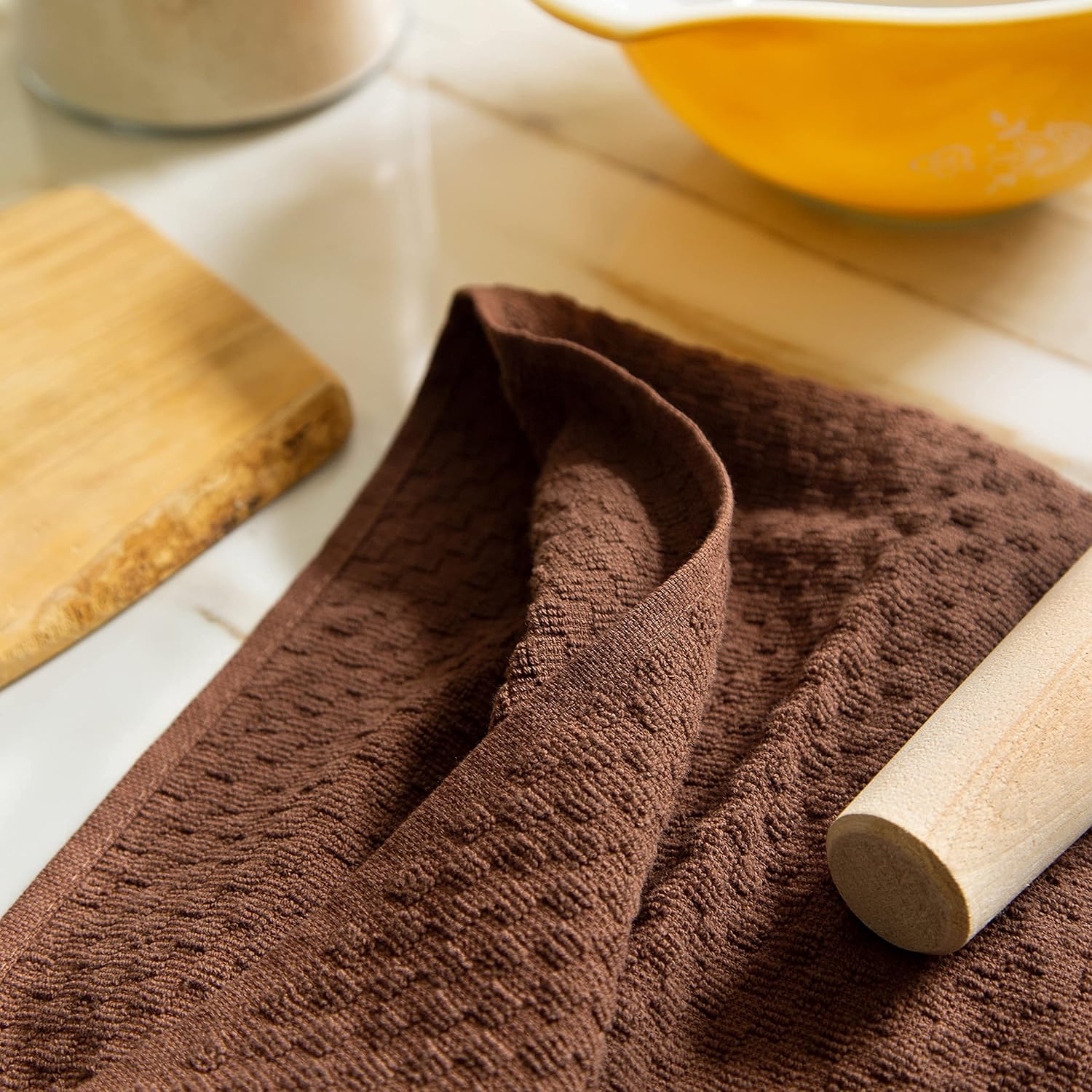 COTTON CRAFT Amazing Kitchen Towel - 12 Pack 100% Cotton Waffle Terry Towel | Chocolate - 16x28 Euro Café Waffle Weave