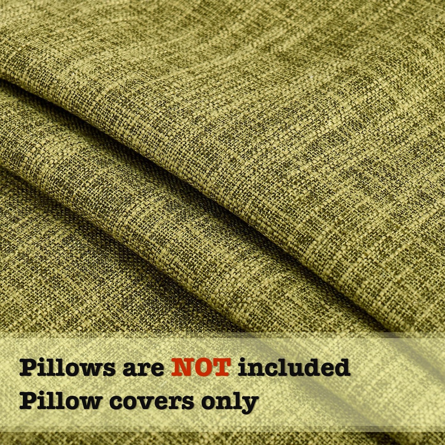 Faux Linen Throw Pillow Covers / Green / 18 x 18 / Set of 2