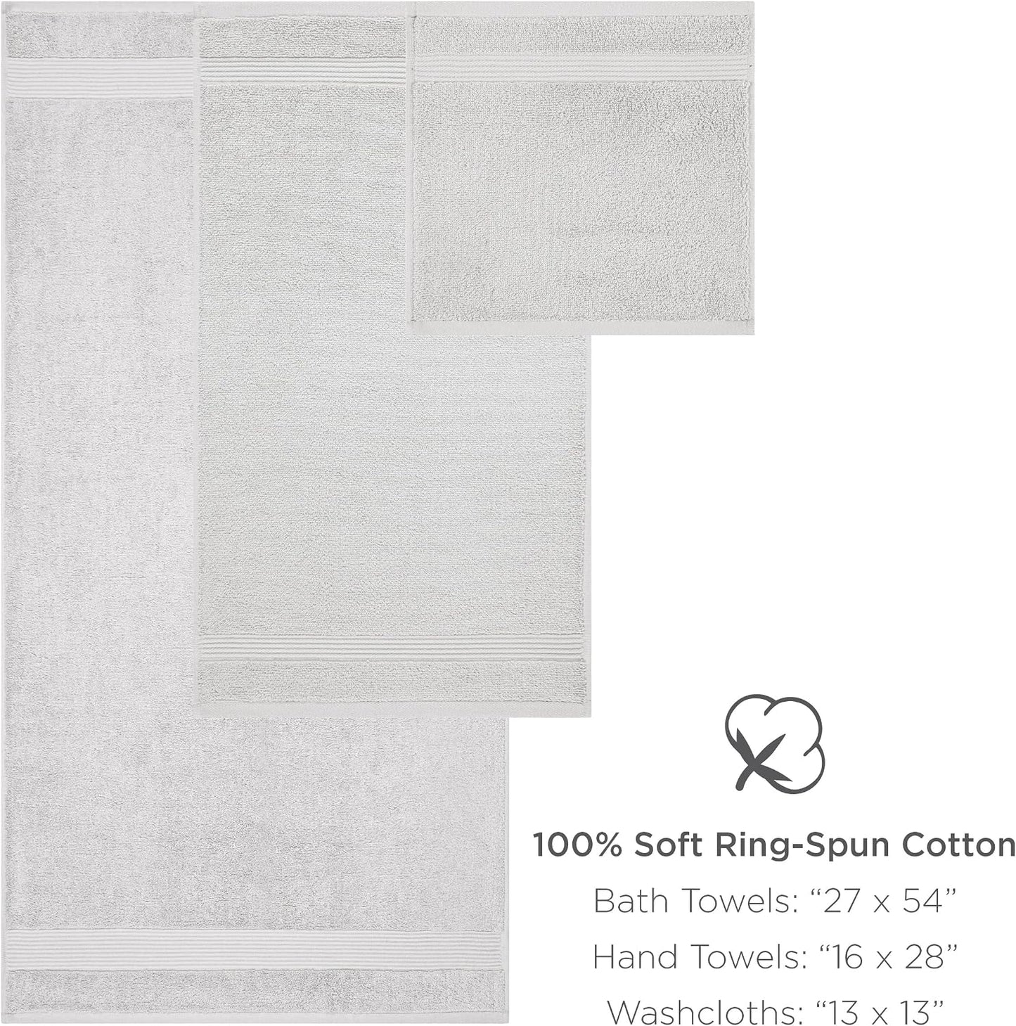 Arkwright Solid 6 Piece Bath Towel Set, 100% Cotton 600 GSM Soft Absorbent Bathroom Towels for Hotel, Spa or Vacation