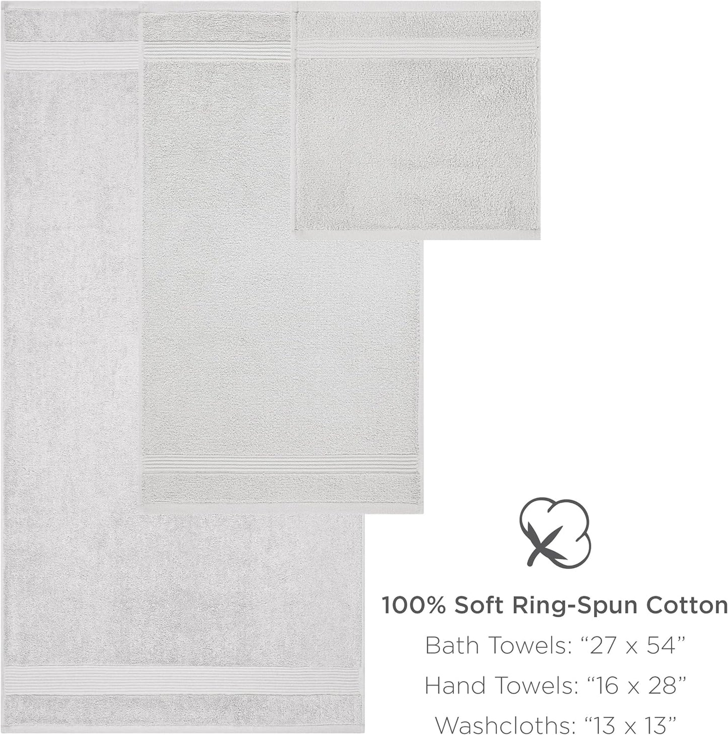 Arkwright Solid 6 Piece Bath Towel Set, 100% Cotton 600 GSM Soft Absorbent Bathroom Towels for Hotel, Spa or Vacation