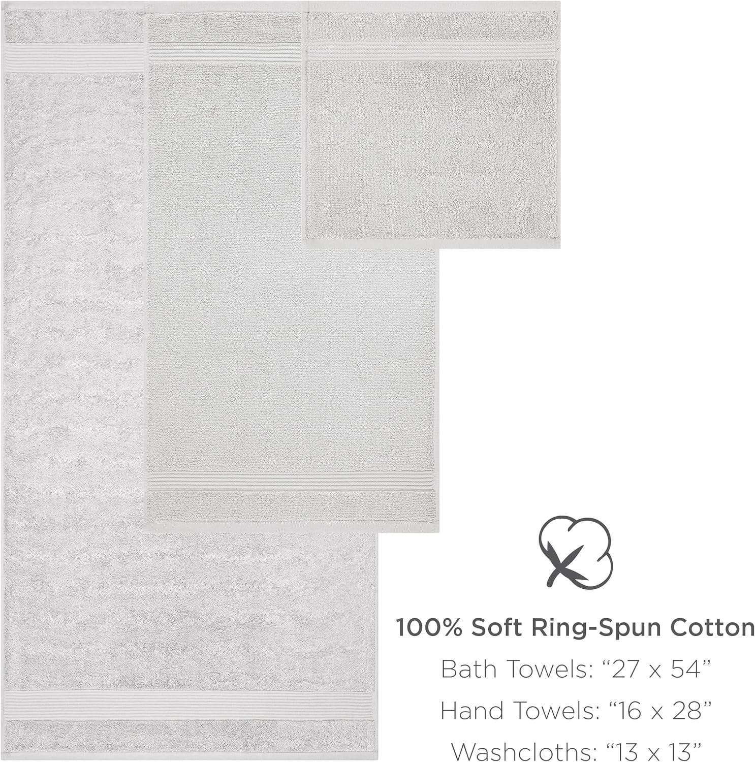Arkwright Solid Bath Towels, Pack of 4, 100% Cotton 600 GSM Soft Absorbent Bathroom Towels for Hotel, Spa or Vacation