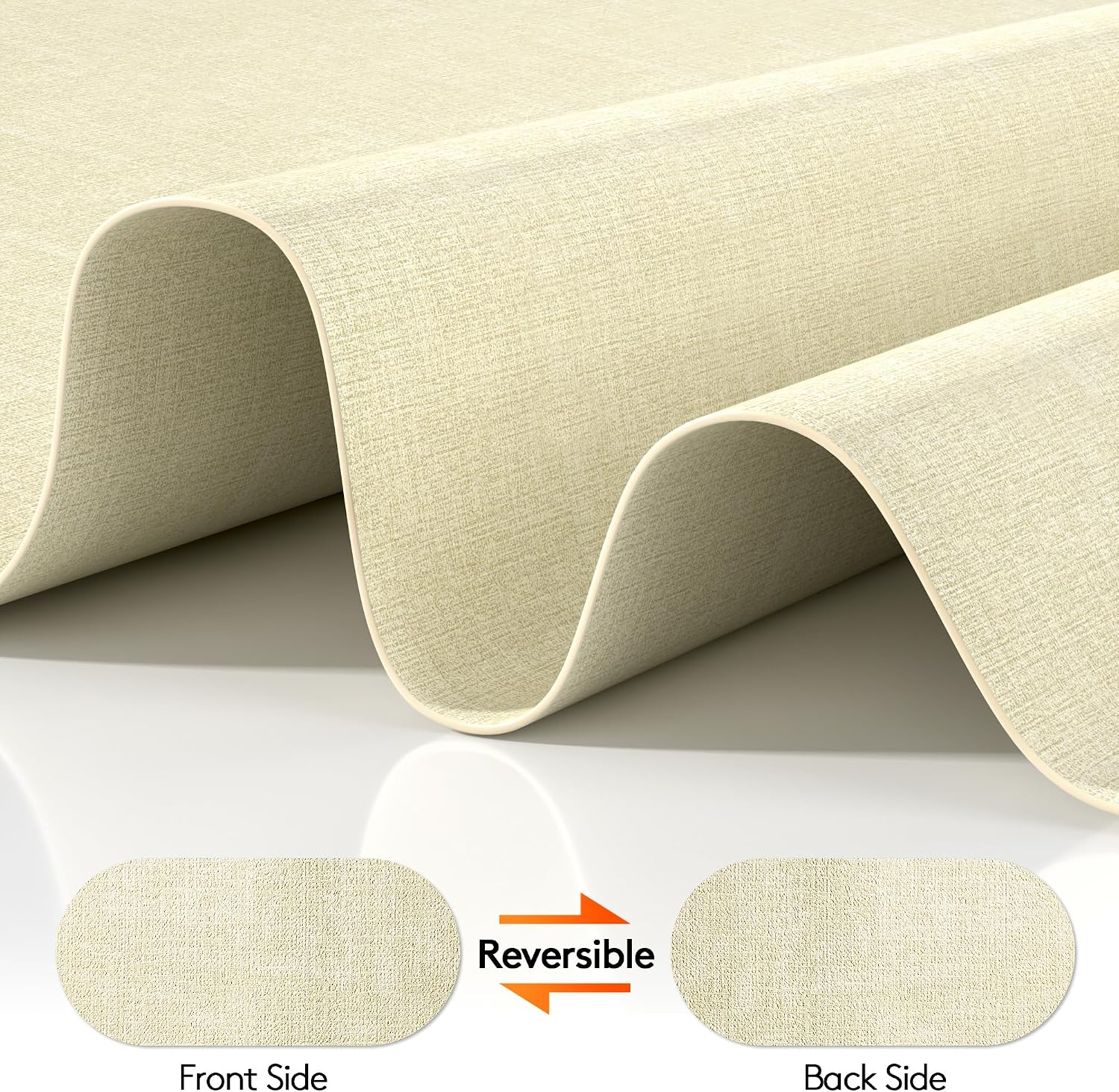 DOLOPL Oval Placemats Set of 6, Beige Faux Leather Table Place Mats | Reversible, Wipeable & Washable, Heat Resistant