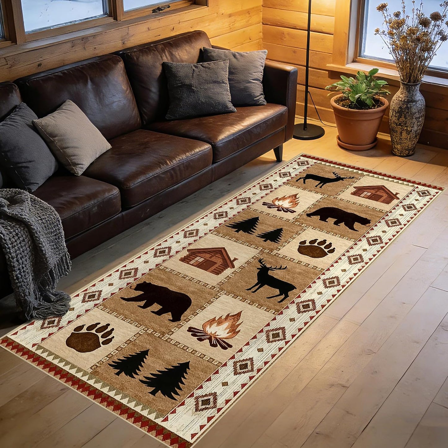 PLHXFR Area Rug Living Room: 4x6 Modern Abstract Washable Carpet Grey