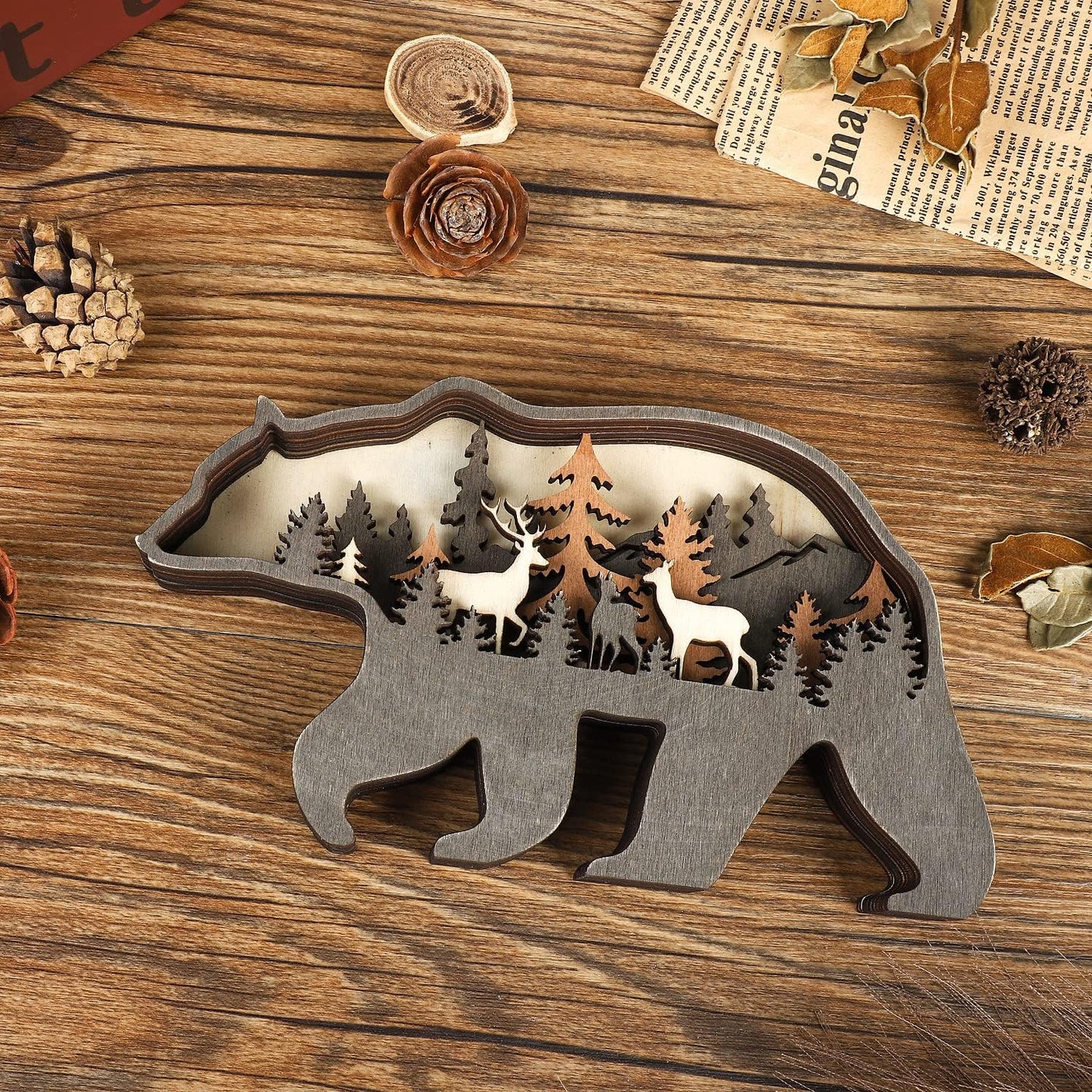 Wooden Forest Animals Decor Cabin Rustic Decor Wall Decorations Mountain decor / Bear