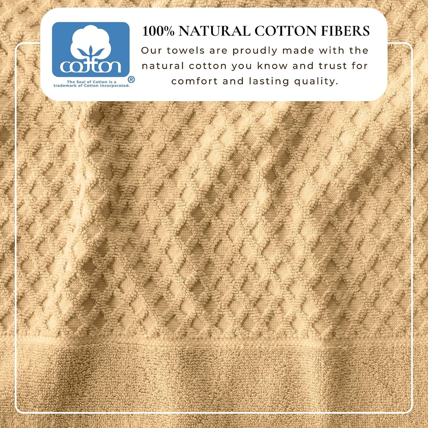 Great Bay Home Bath Towels - 100% Cotton 6 Piece Towel Set - Diamond Waffle Weave - Absorbent, Durable, Quick-Dry