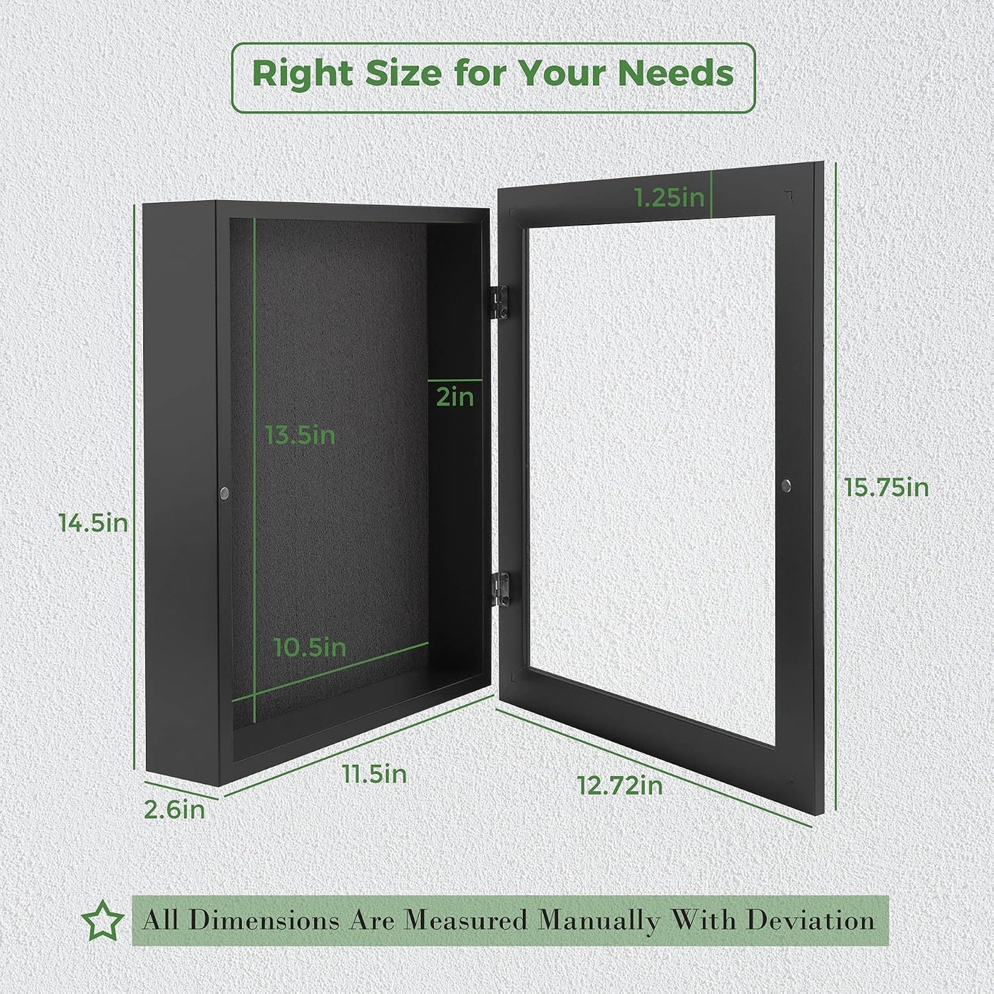 Frametory 11x14 Shadow Box Frame Display Case, 2-inch Depth (Black) | Strengthened Glass Cover, Display Box for Wall