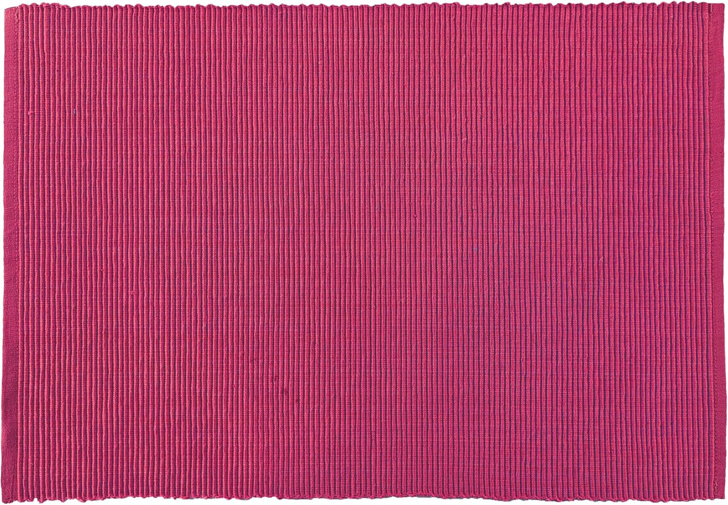 100% Cotton Ribbed Placemats - Set of 8-13 x 19 Inches - Fuchsia/Bright Pink - Everyday Basic Fabric Table Mats - Thick