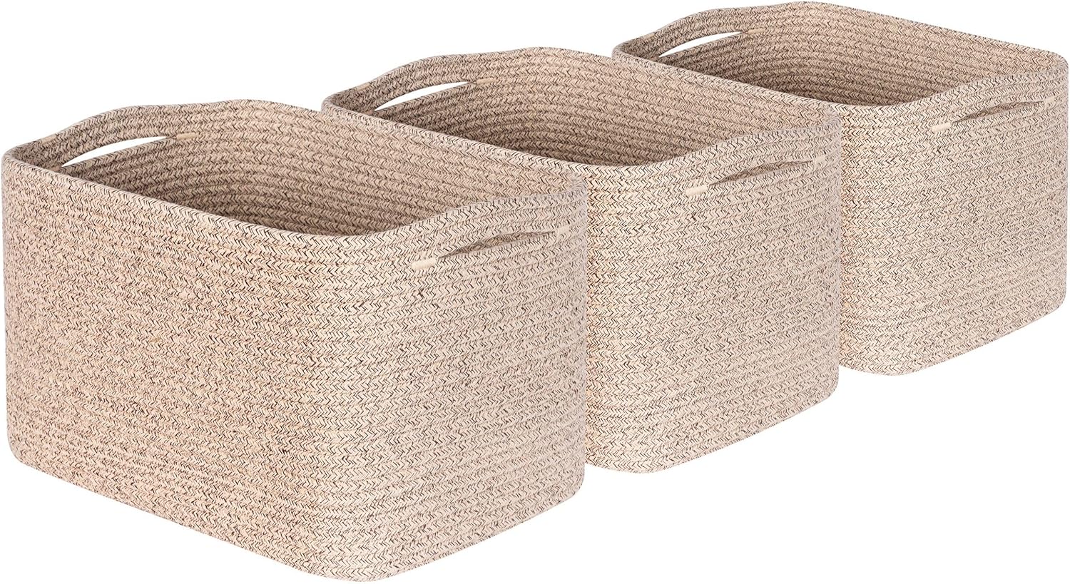 Decorative Woven Storage Baskets / Oatmeal Brown / Set of 3
