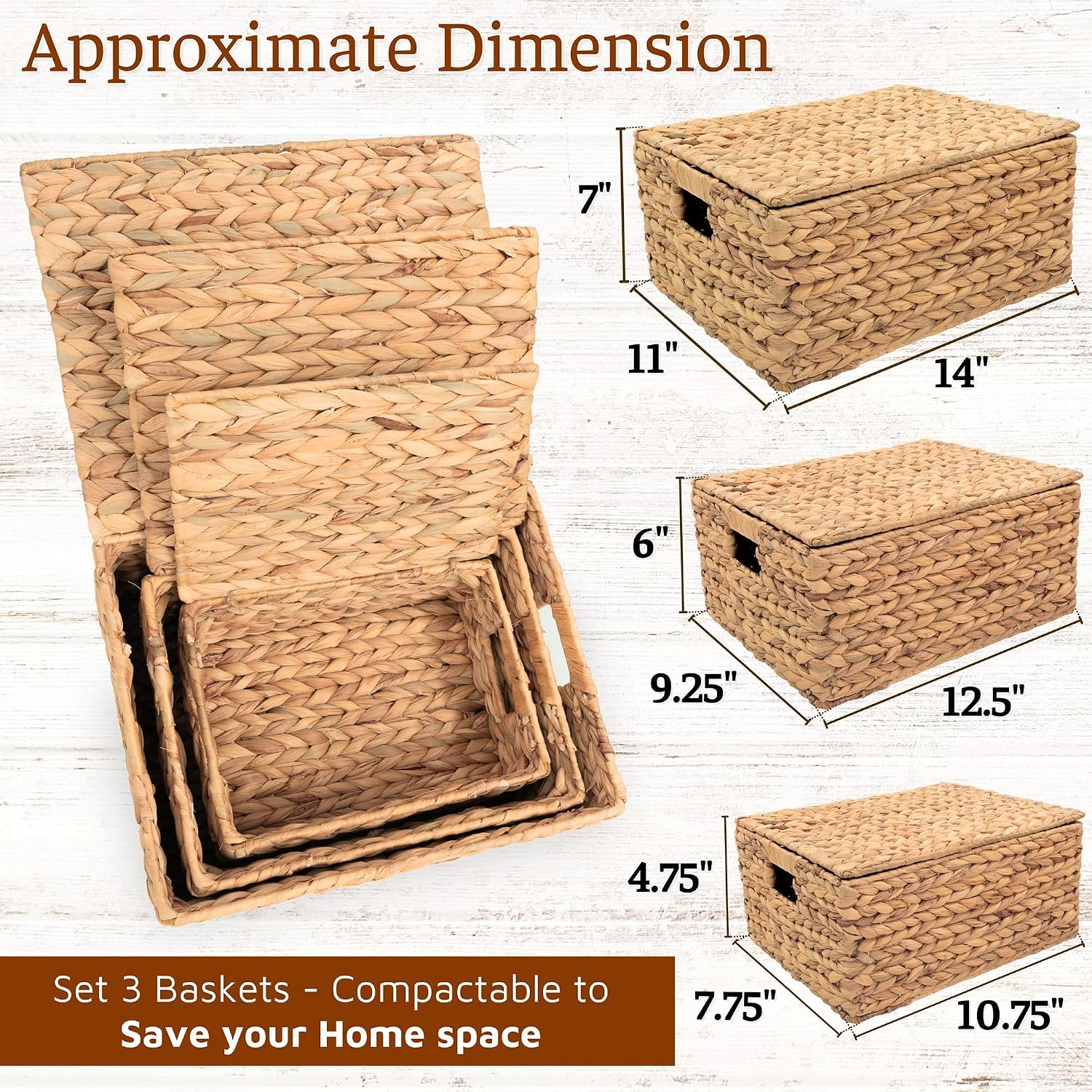 Wicker Baskets / Woven Storage Basket / Set of 3