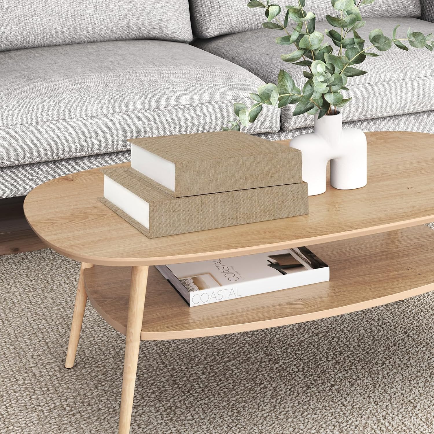 Faux Books for Decorative / Khaki / Set of 2