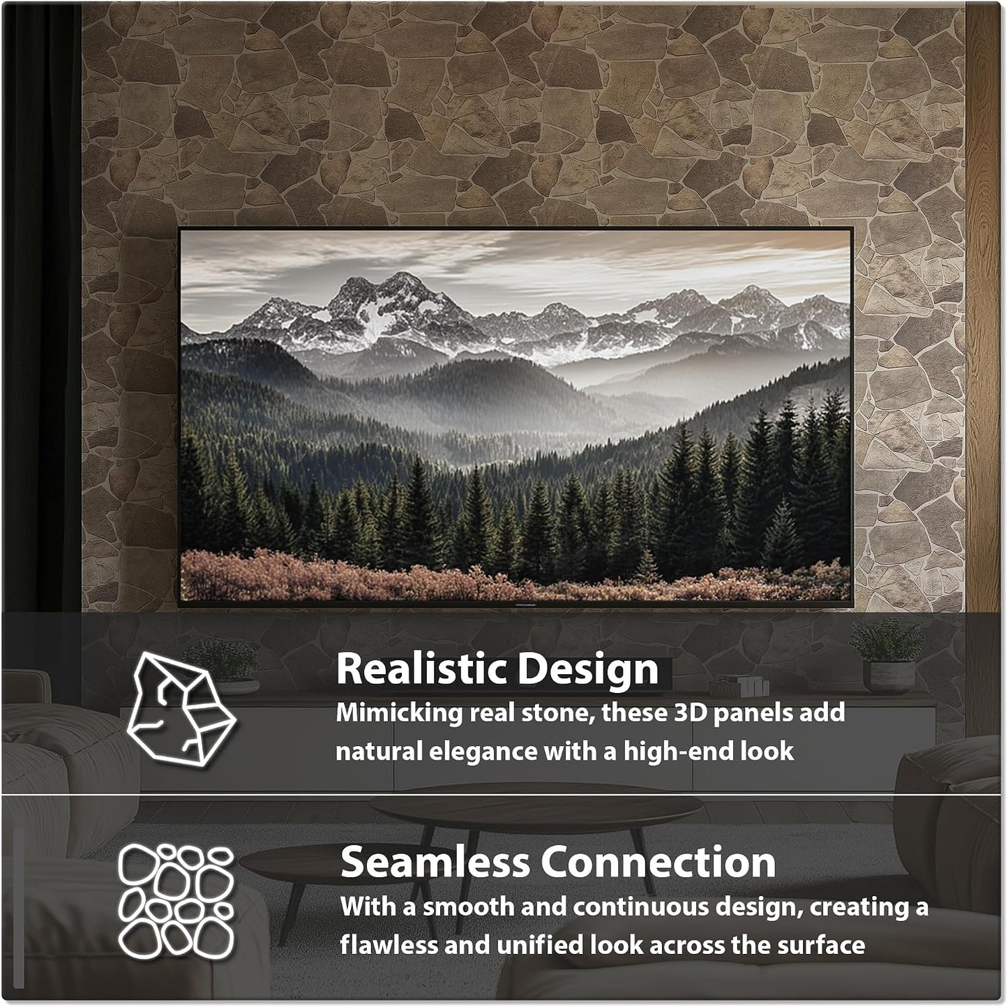 3D Faux Stone Wall Panels, Wild Boulder, Pack of 20, Covers 57.7 Sq Ft | Grey, Beige & Brown, Lightweight PVC, 17.5" x
