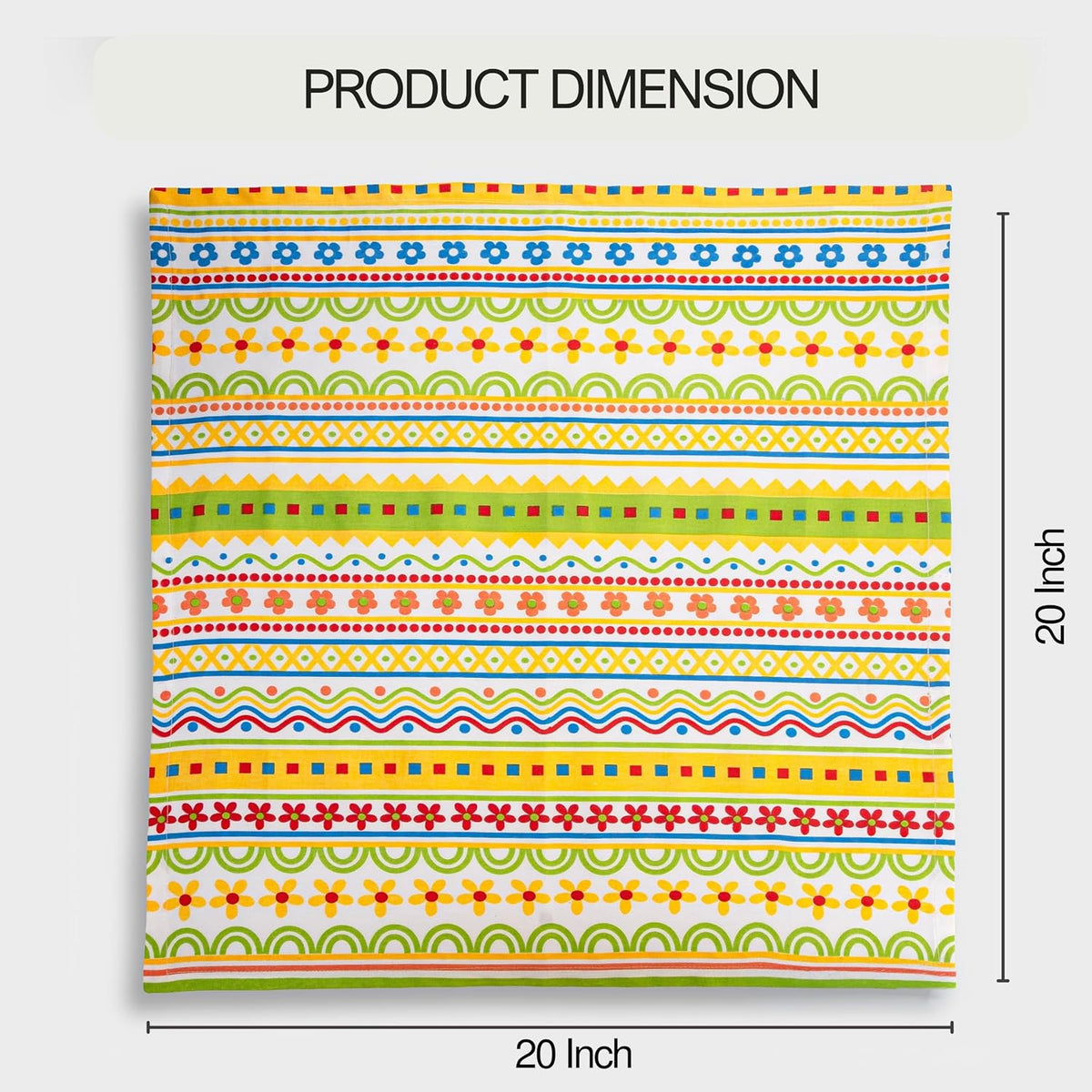 FINGERCRAFT Cloth Napkins Set of 12, 100% Cotton, 20x20 Inch, Folk Garden | Mitered corner, washable, soft, absorbent