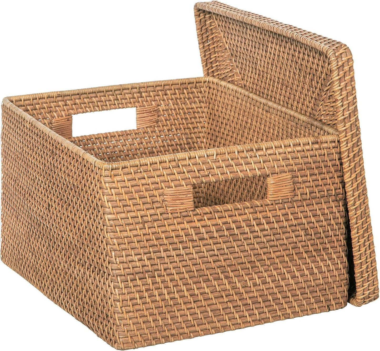 Rattan Storage Box and Decorative Basket / Honey-brown / 18.5 Inch