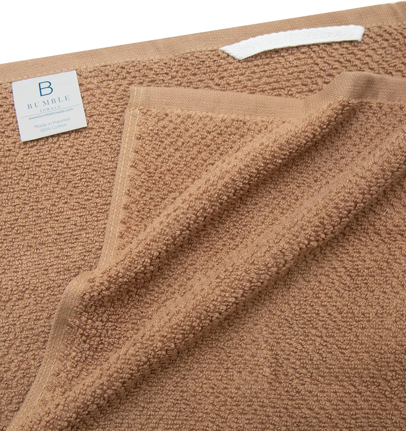 Bumble Kitchen Towels 6 Pack 100% Cotton 16"x26" - Tan Solid | 430 GSM Soft Kitchen Hand Towels with Hanging Loop