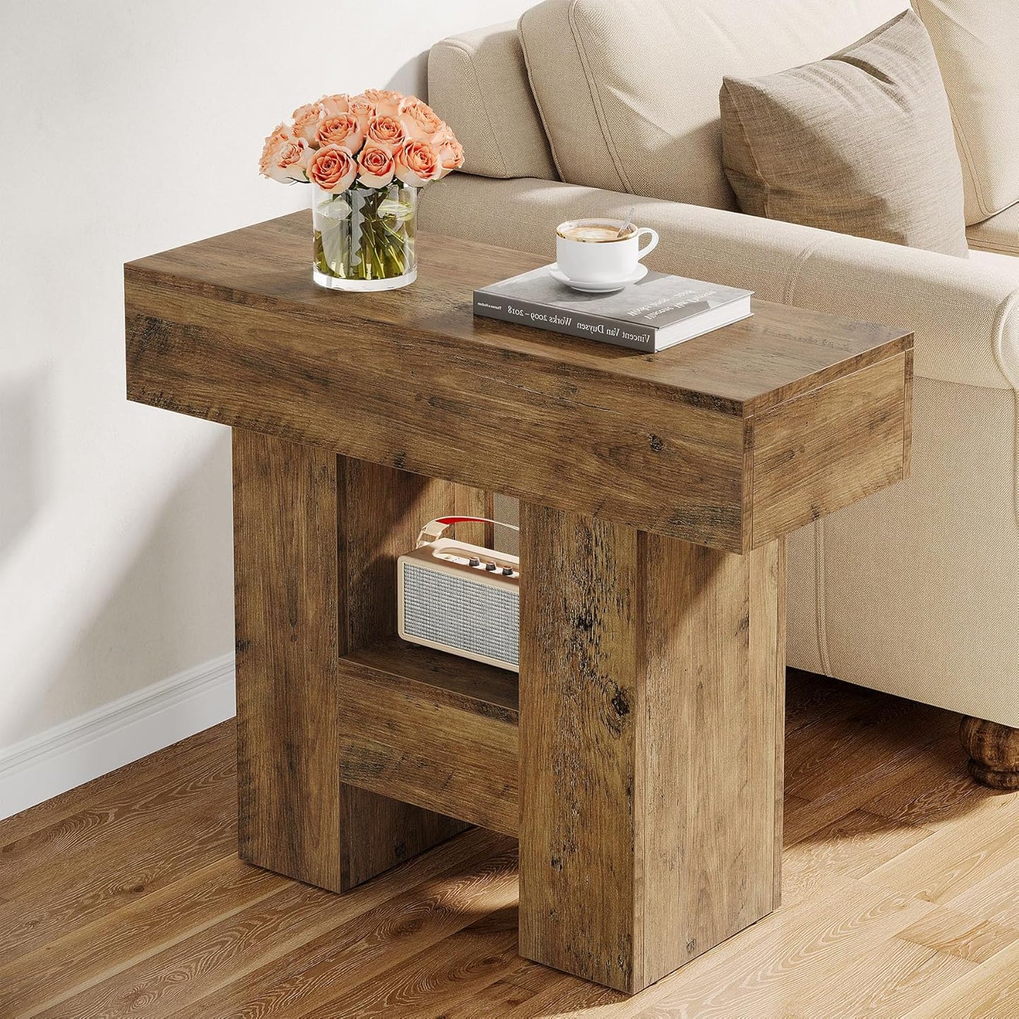 Rustic Wooden Sofa Side / Rustic Brown