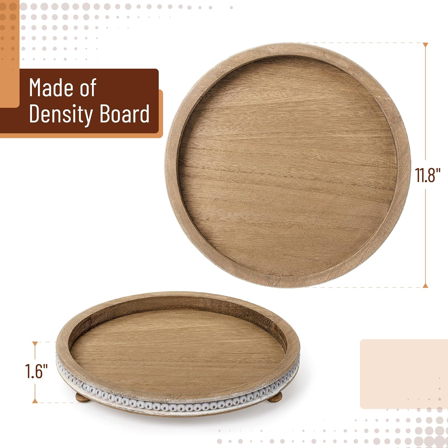 Wooden Round Tray / Warm Brown