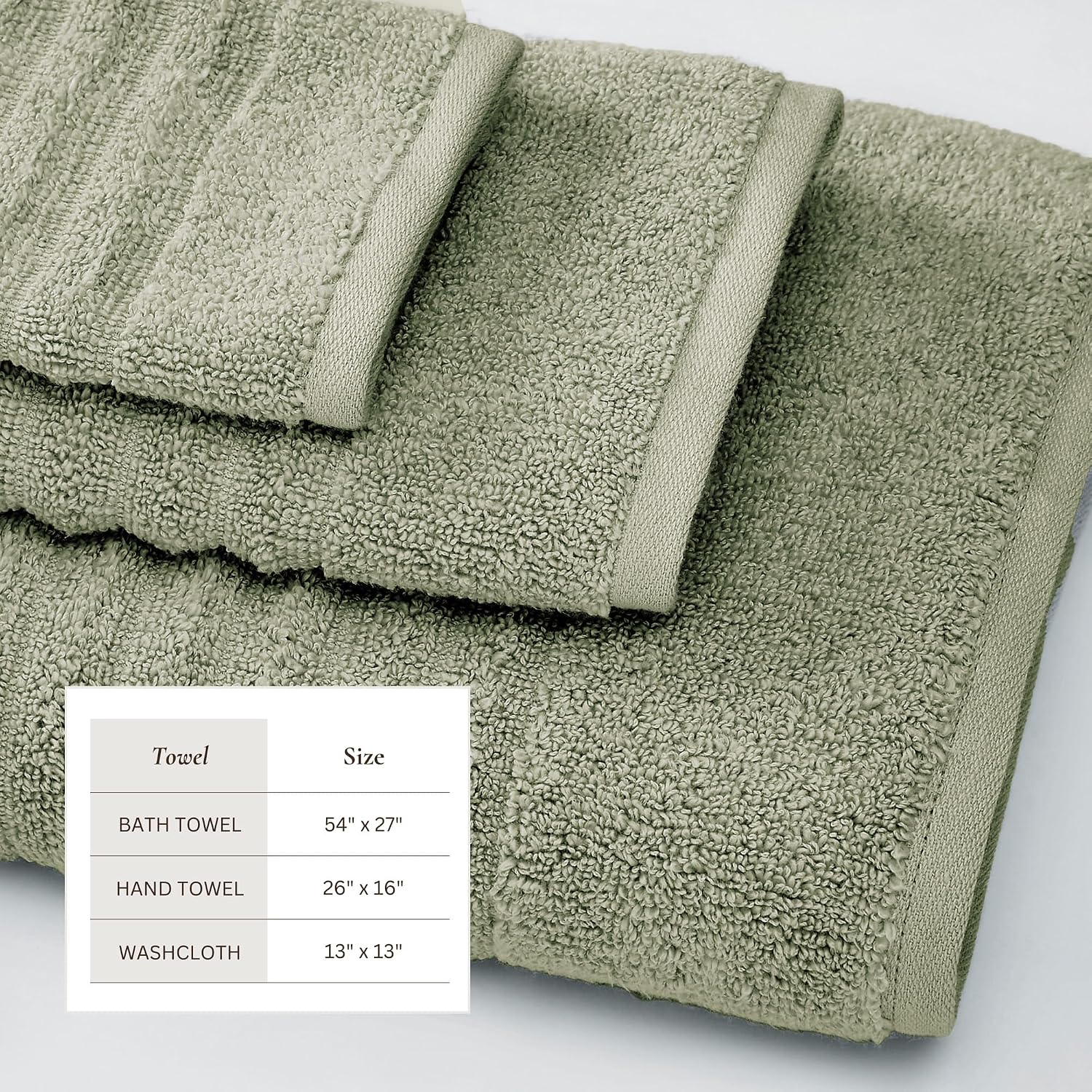 Great Bay Home Bath Towel Set - 100% Cotton 6 Piece Towel Set - Absorbent & Quick-Dry Towels for Bathroom (Eucalyptus)