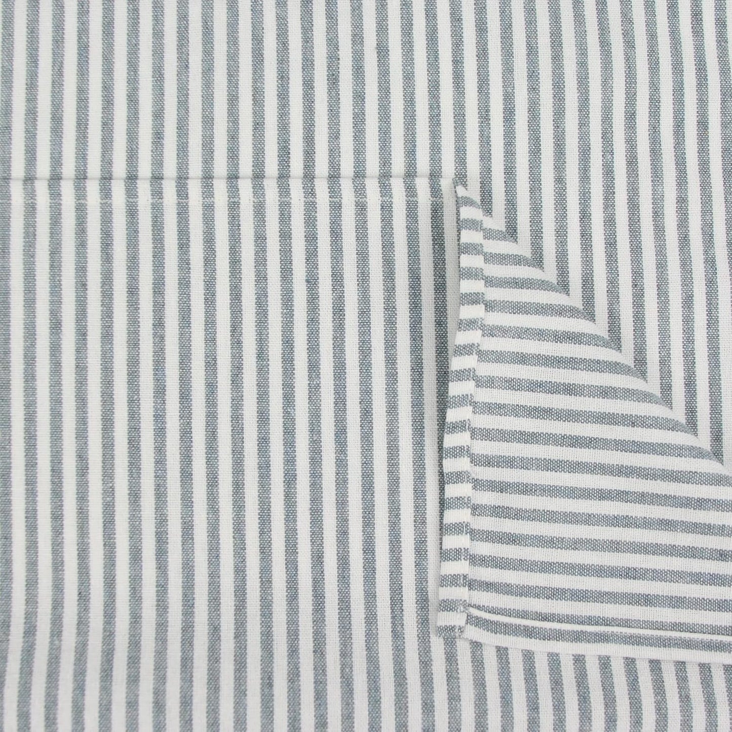 Plain Striped Cotton Linen Blended Dinner Cloth Napkins - Set of 12 (17 x 17 inches) - for Events & Home Use (Ocean)