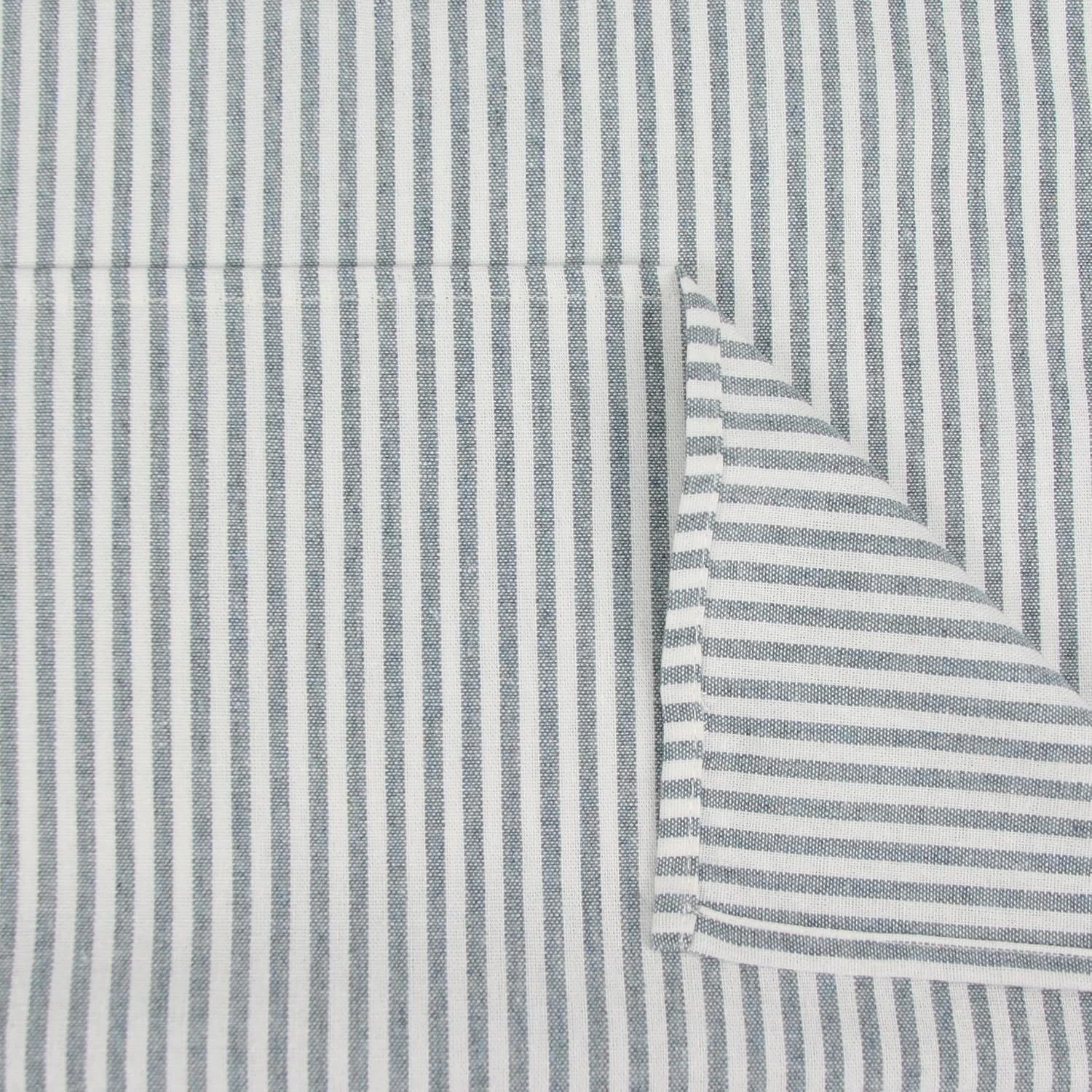 Plain Striped Cotton Linen Blended Dinner Cloth Napkins - Set of 12 (17 x 17 inches) - for Events & Home Use (Ocean)