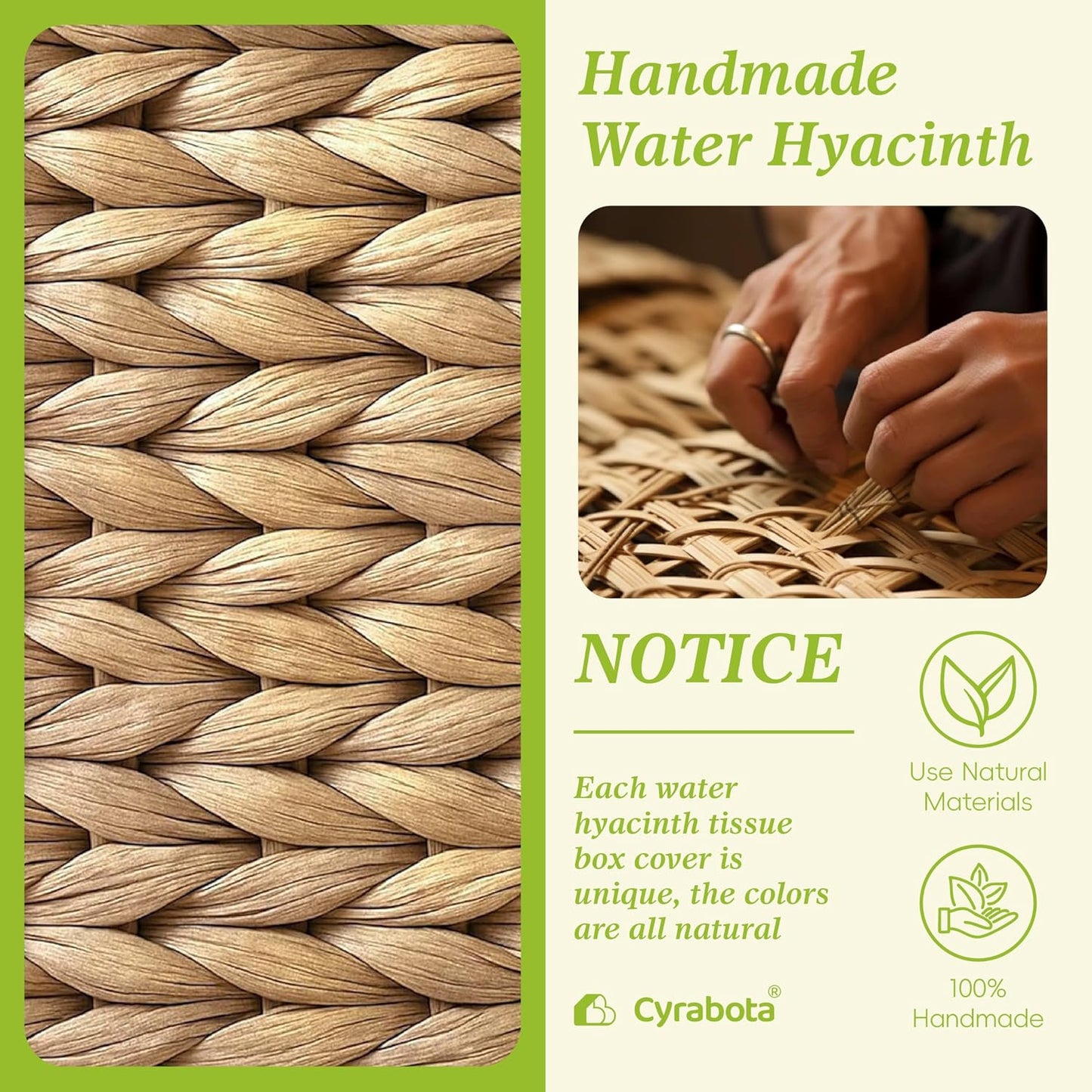 Handmade Wicker Napkin Box Holder / Natural