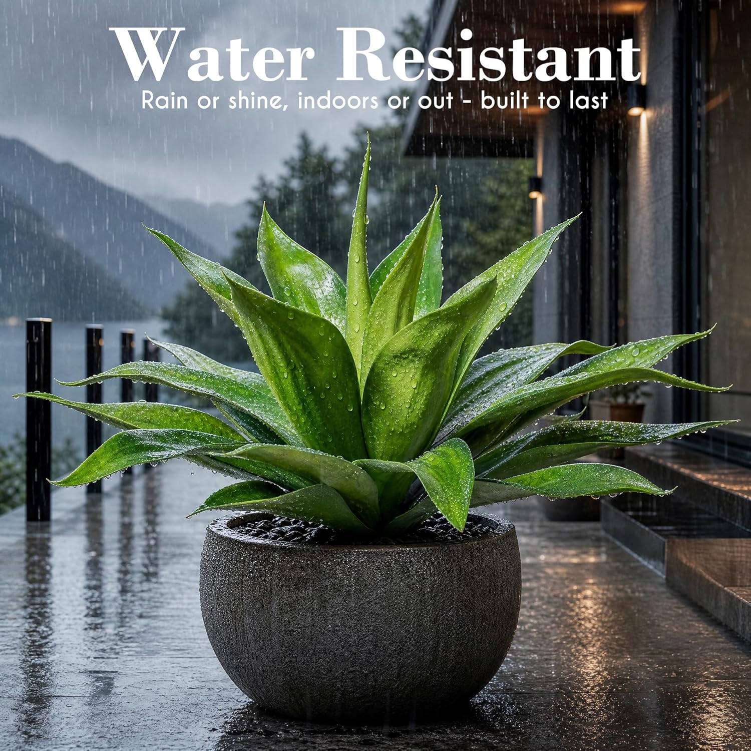 Artificial Outdoor Agave Plant / 22"green-2 / 2 Inch