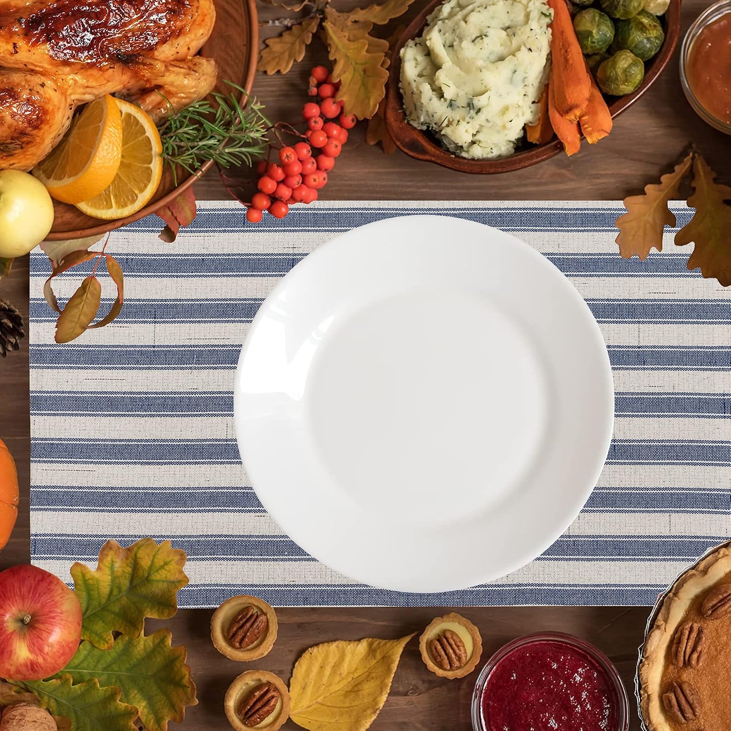 Home Brilliant Placemats Set of 6 Heat Resistant Dining Table Place Mats for Kitchen Table Farmhouse Rustic, 13 x 19