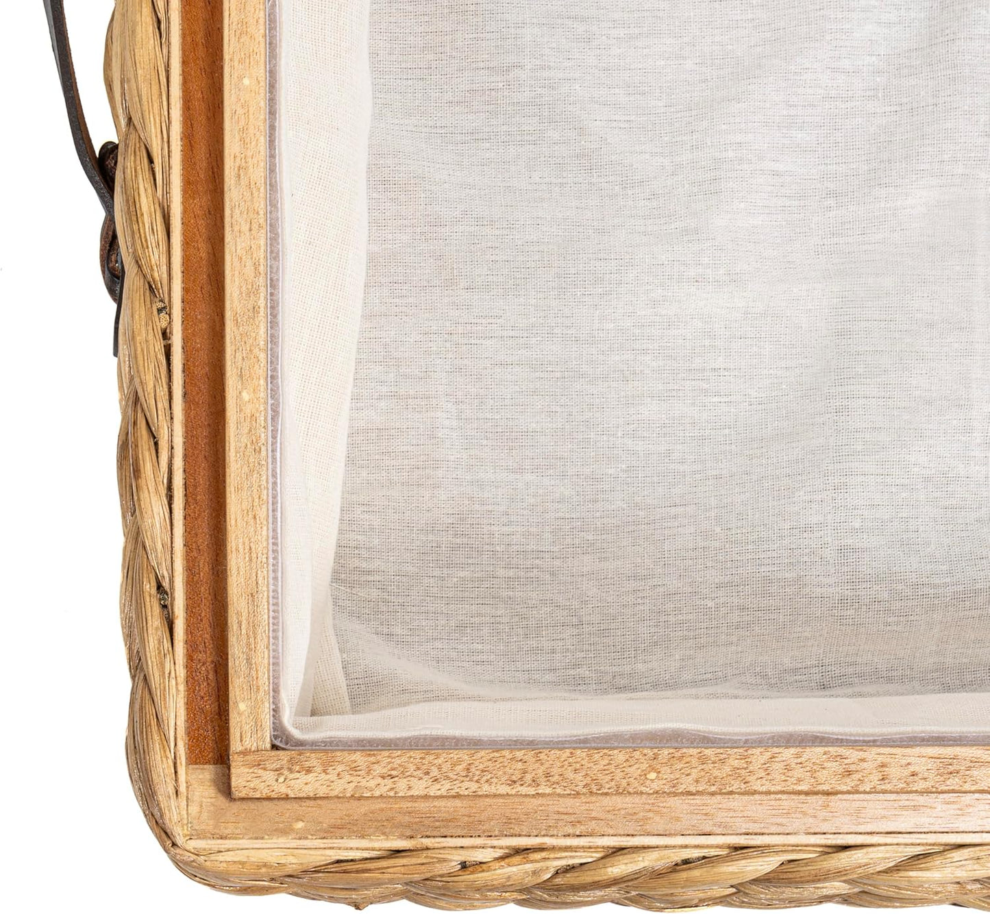 BSK1006A 26.38" Chett Minimalist Hand-Woven Hyacinth/Wood Underbed Storage Bin / Natural