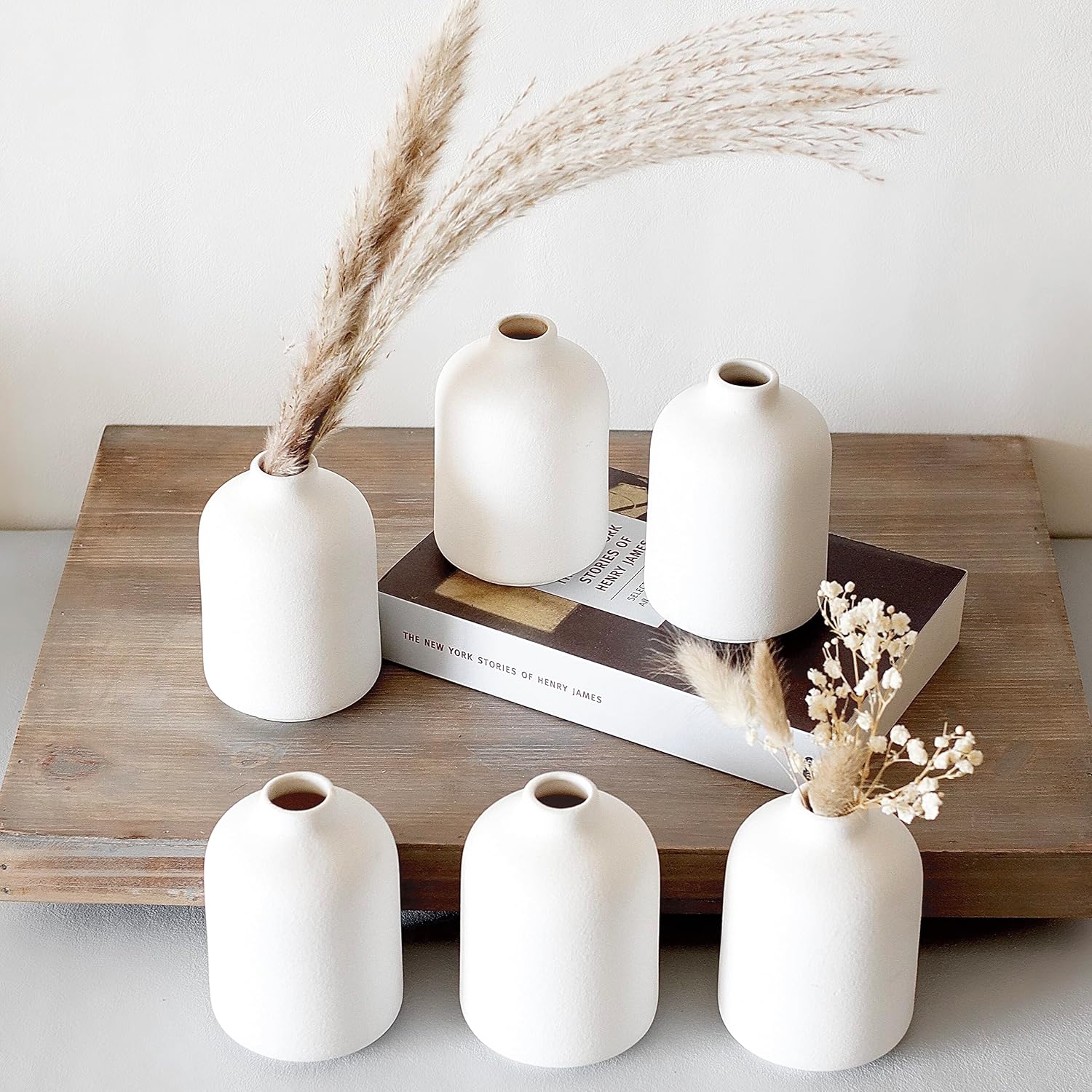 Mini Ceramic Vases / White / Set of 6