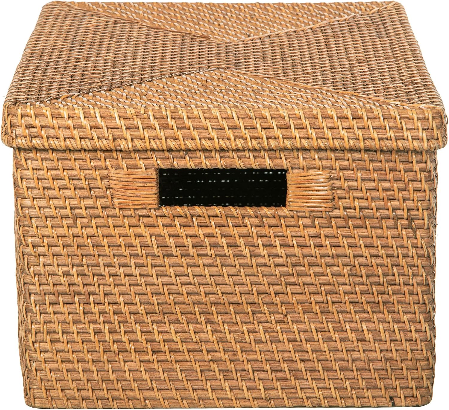 Rattan Storage Box and Decorative Basket / Honey-brown / 18.5 Inch