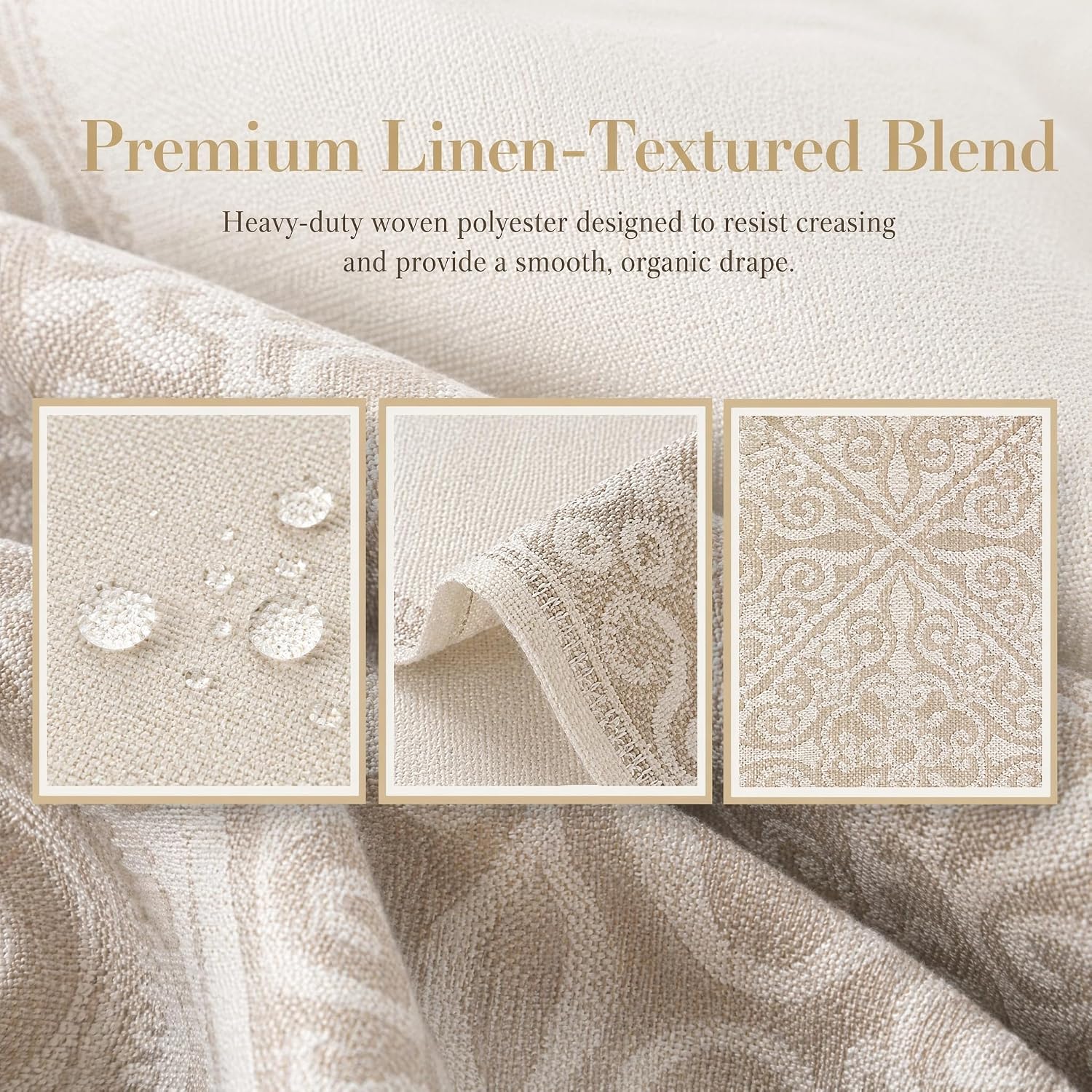 Linen Textured Tablecloth for Rectangle Tables | Heavy Duty Spillproof & Water Resistant Woven Table Cover for