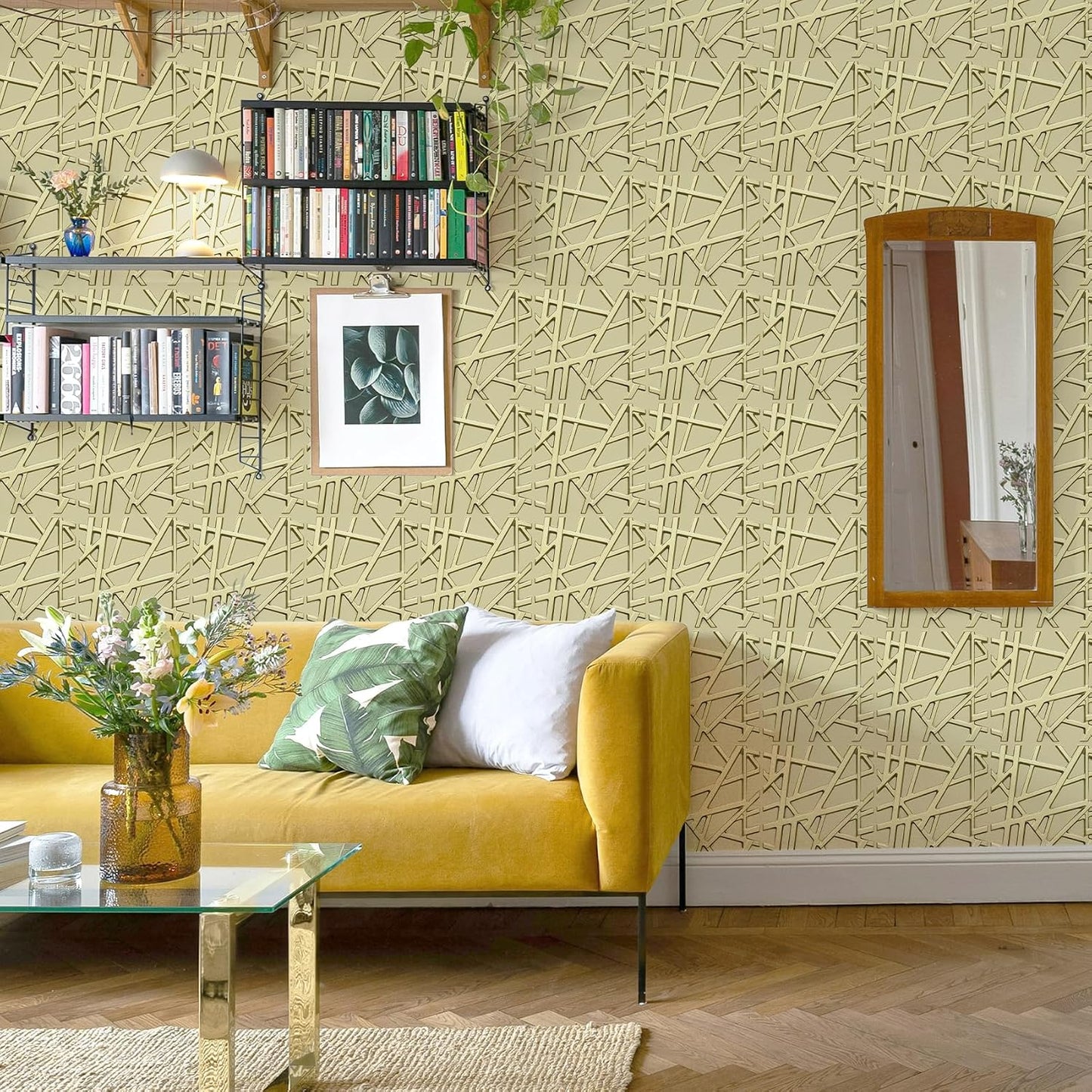 LEVOWAY 33 Pack 3D Wall Panels for Interior Wall Decor, 12''x12'' Champaign Gold Accent Textured Wall Panels, Wall