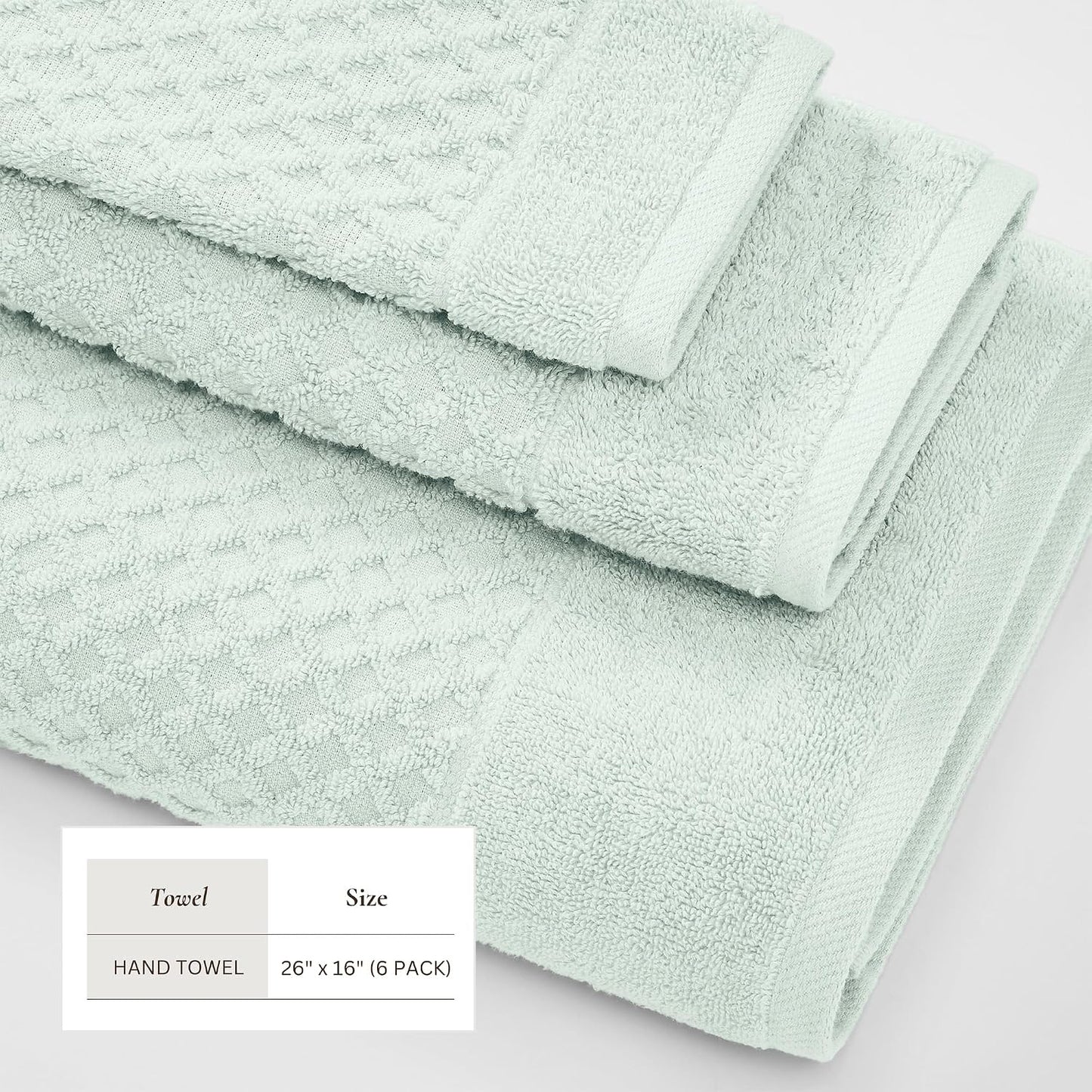 Great Bay Home Hand Towels - 100% Cotton 6 Pack 26x16 Hand Towel Set - Absorbent, Durable, Quick-Dry Towels for
