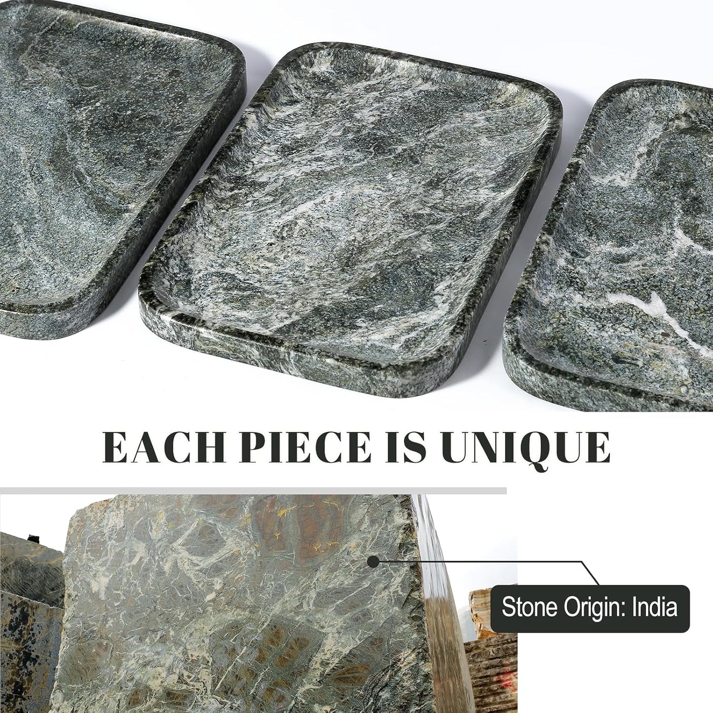 Marble Tray / Marble Catchall Trays / Indian Green / 12 x 8