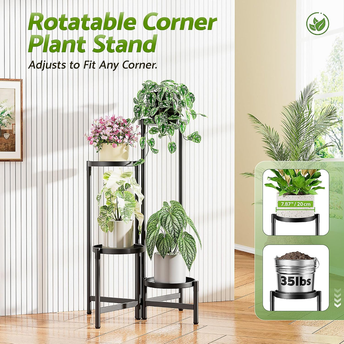 Tiered Plant Stand Indoor for Multiple Large Planter, 4 Tier Metal Corner Plant Stands Outdoor, Heavy Duty Planter Pot