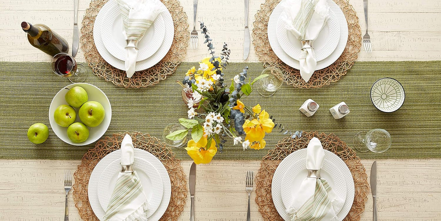 DII Variegated Tabletop Collection, Table Runner3x72, Olive Green