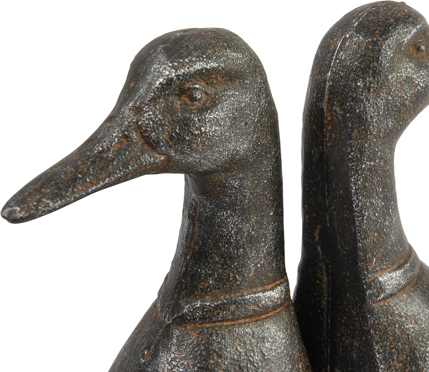 Decorative Distressed Cast Metal Duck Head Bookends / Black / Set of 2