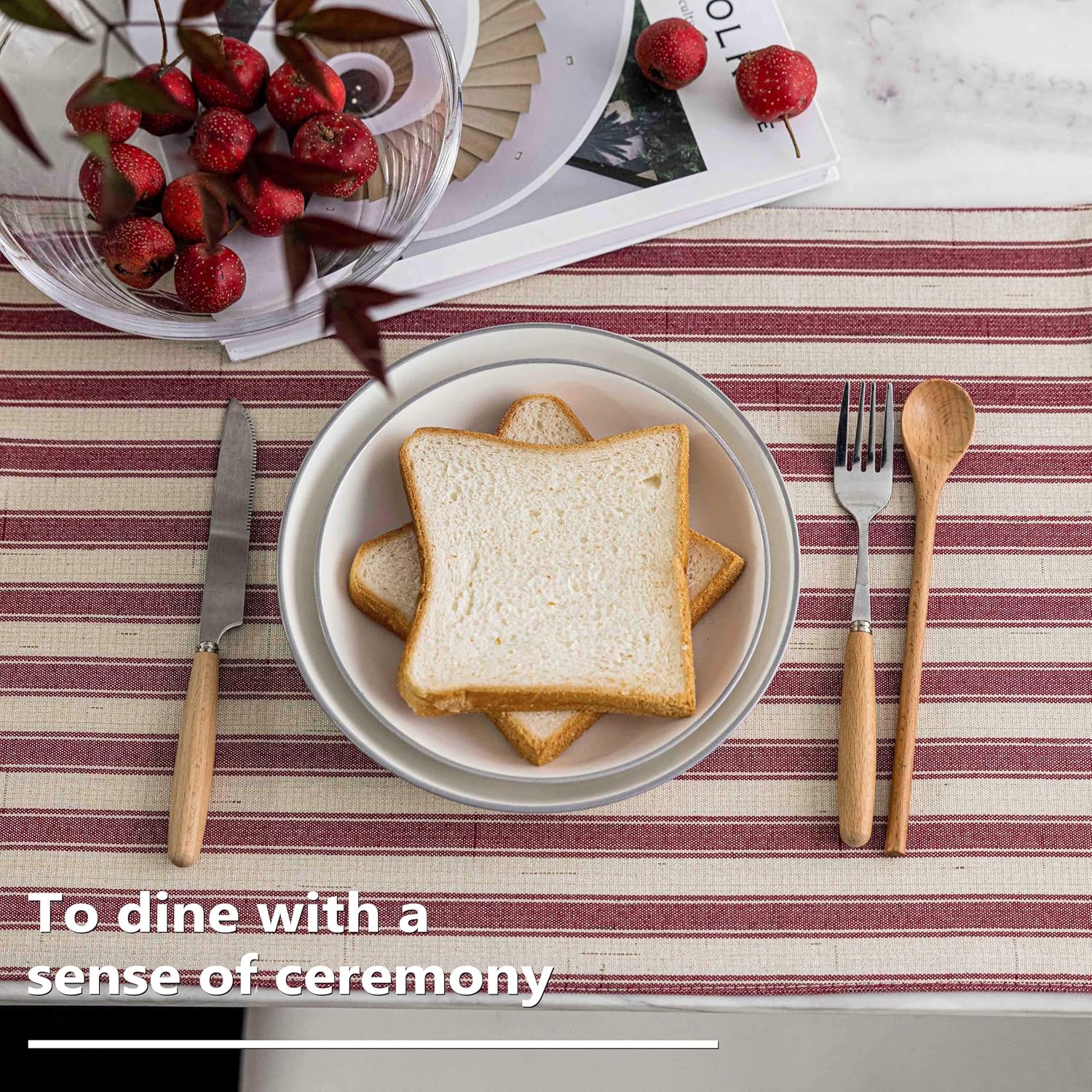 Home Brilliant Red Placemats Set of 6 Dinner Farmhouse Placemats Decoration Heat Resistant Dining Table Place Mats for