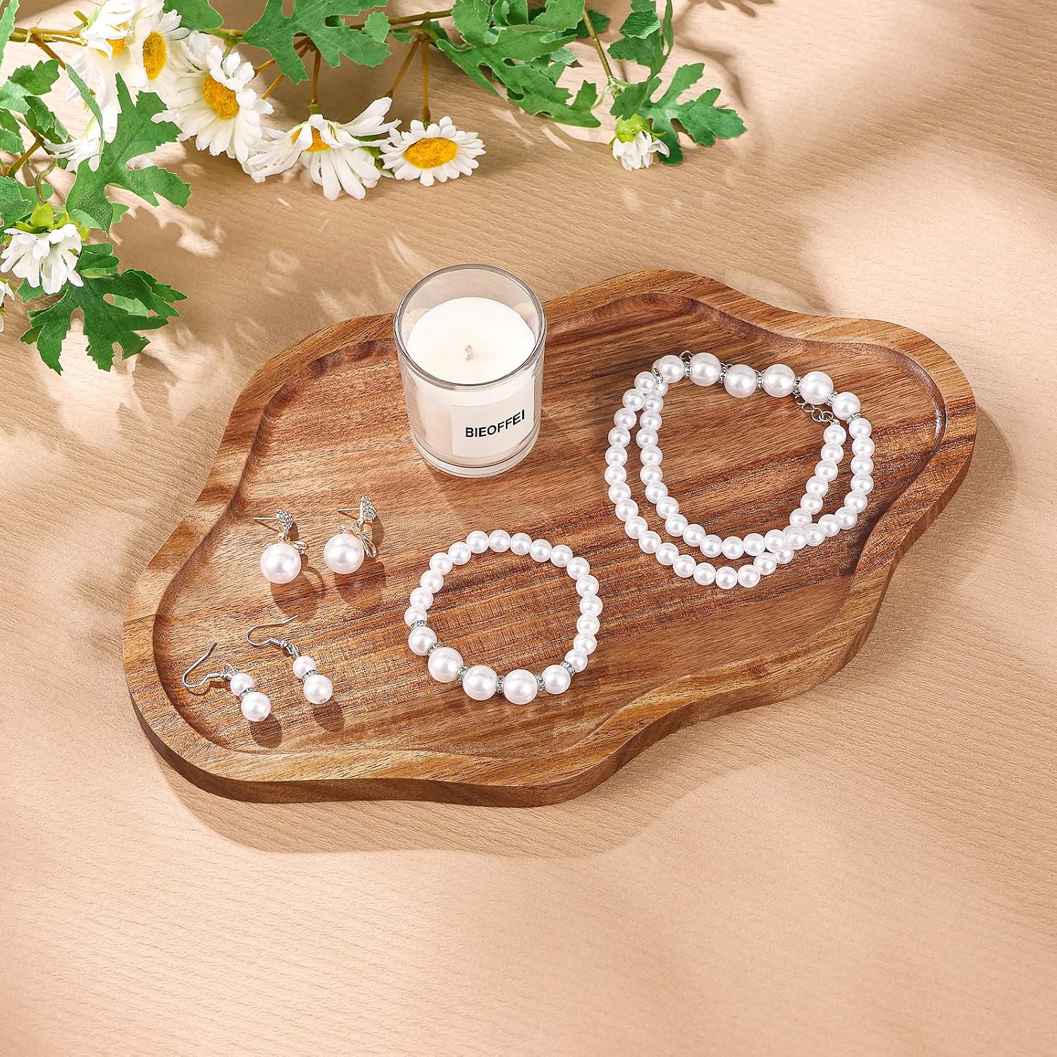 Cloud Wooden Jewelry Tray Trinket Dish / Acacia Wood