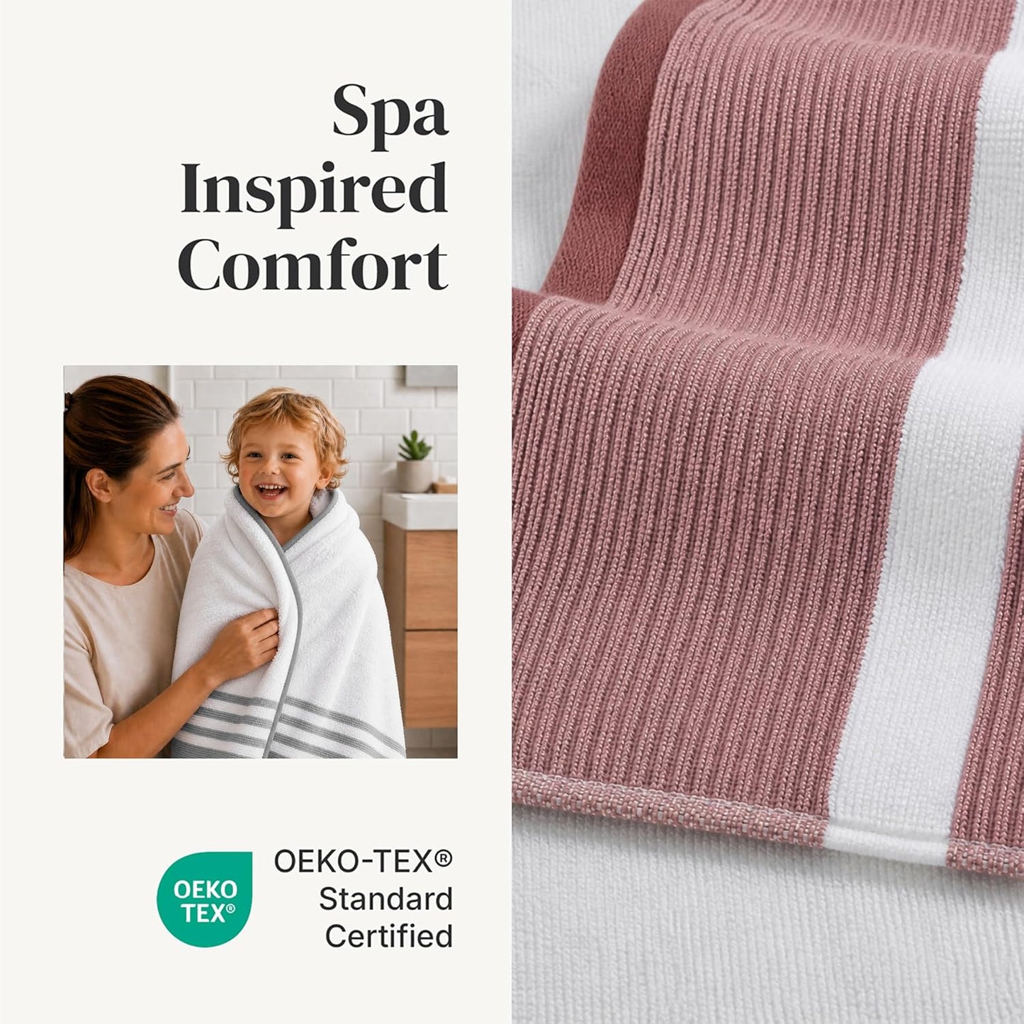 Modern Threads 6 Piece Bath Towel Set – Bathroom Towel Set with 2 Bath Towels, 2 Hand Towels & 2 Washcloths – 100%
