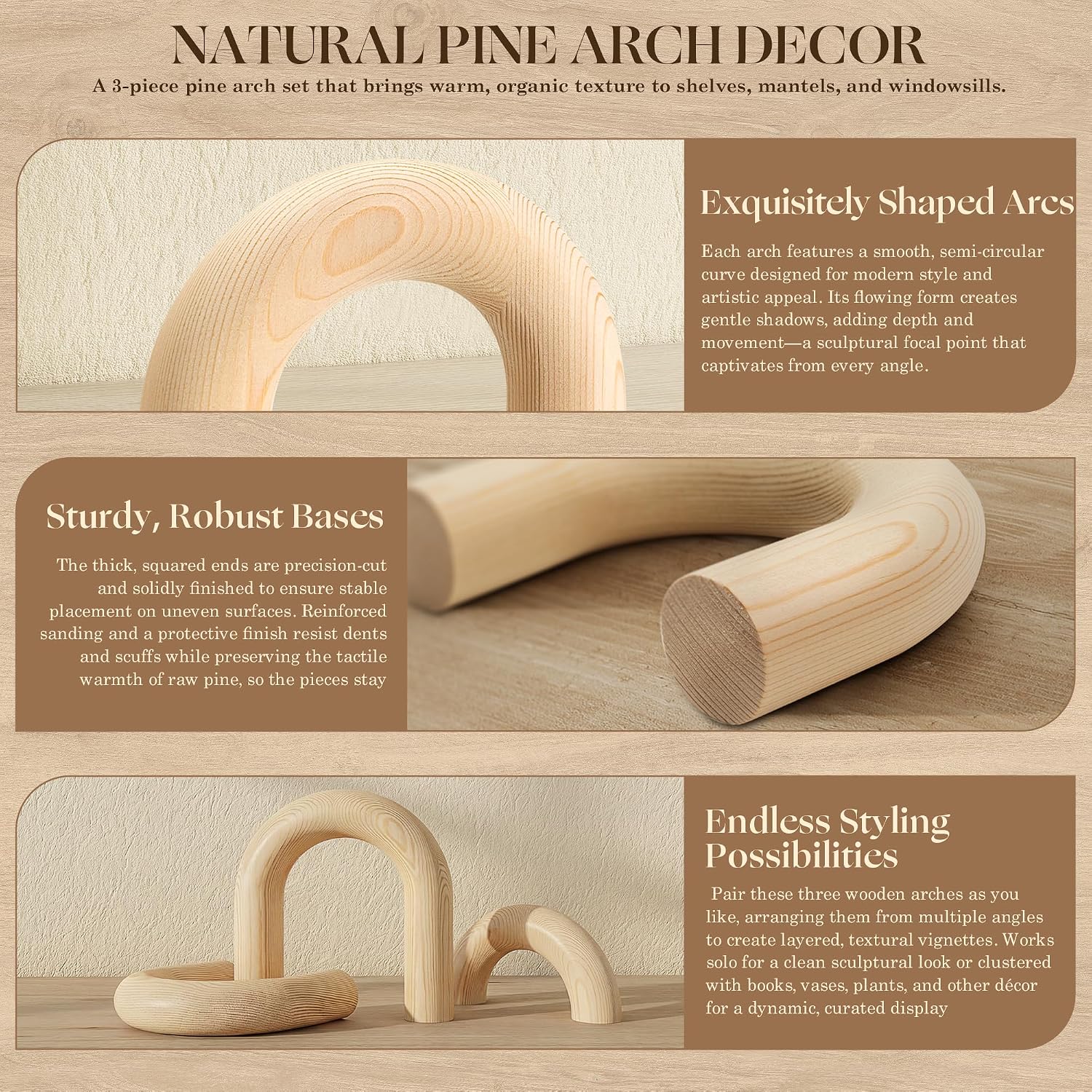Pine Wood Arch Decor Set / Original Wood