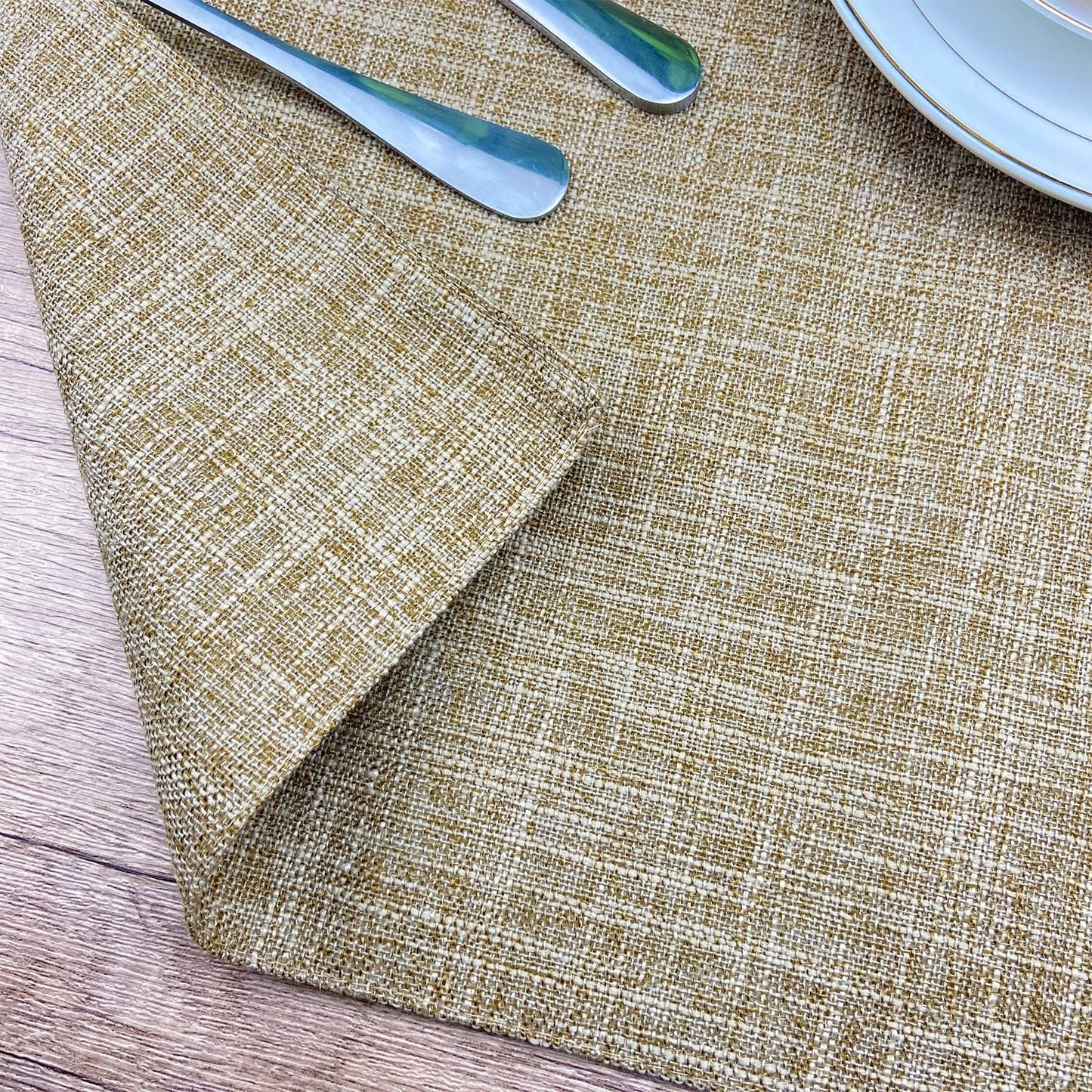 Weabetfu Cloth Placemats Set of 6 Heat Resistant Dining Table Placemmats | Cotton Linen Machine Washable Kitchen Table